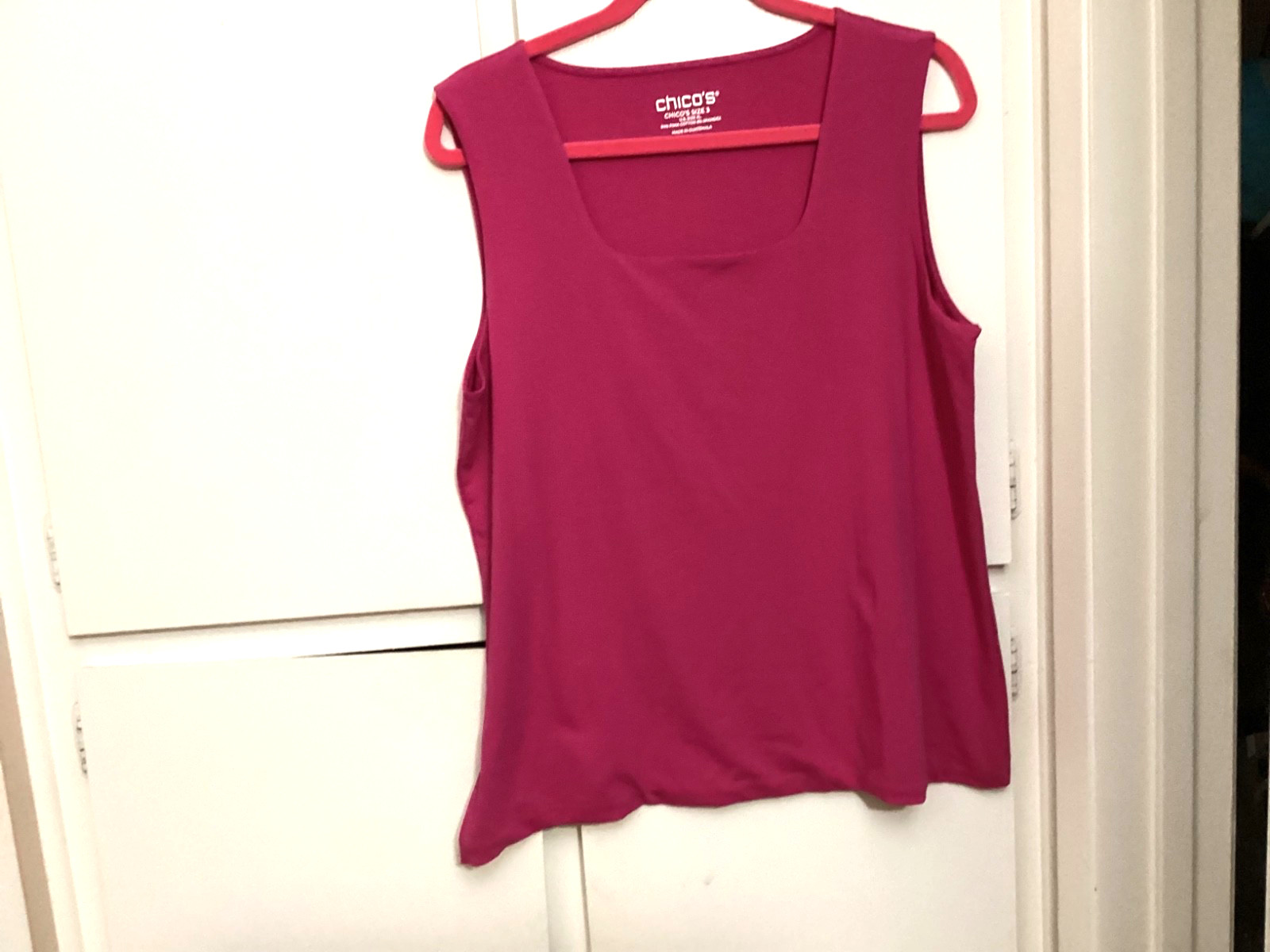 Chico’s Women’s Pima Cotton Spandex Sleeveless Hot Pink Tank Top Sz 3 (XL)