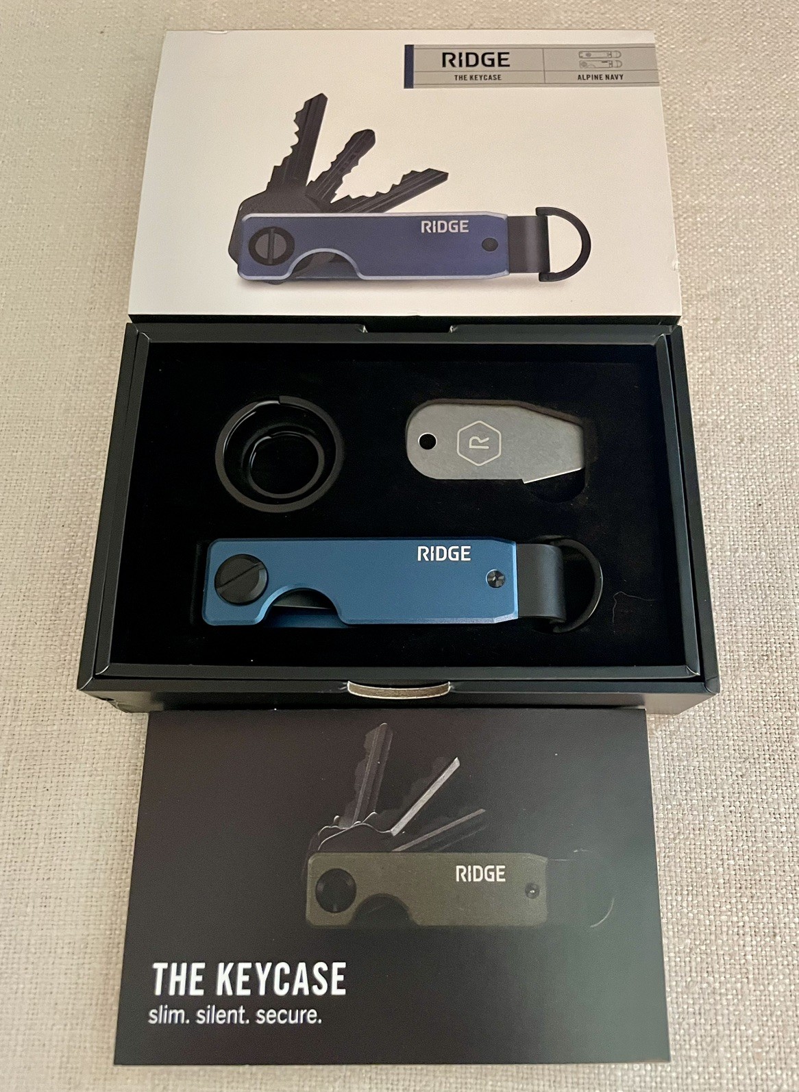 New ~ Ridge KeyCase Alpine Navy Blue Aluminum Key Holder Keyring NIB