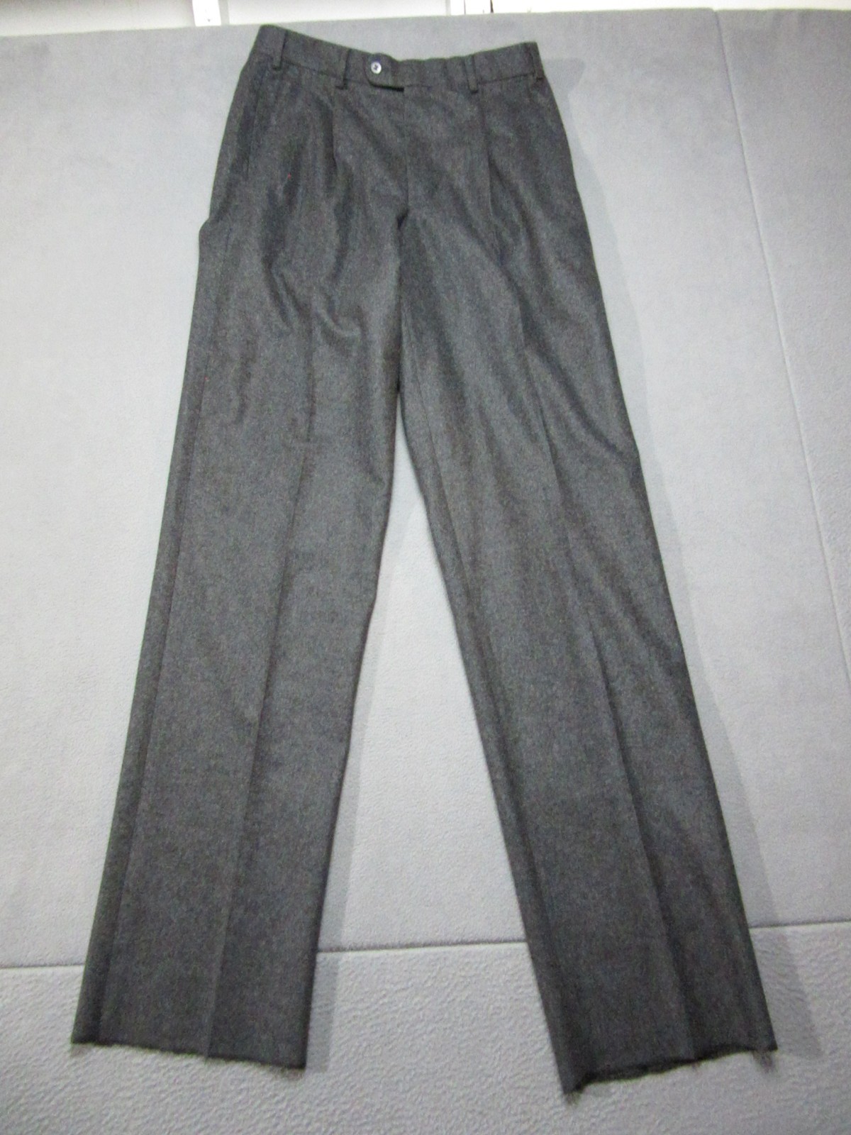 Hiltl Dress Pants Mens 33×38 Black Wool Designer Raw Hem Pleated Dress Italy