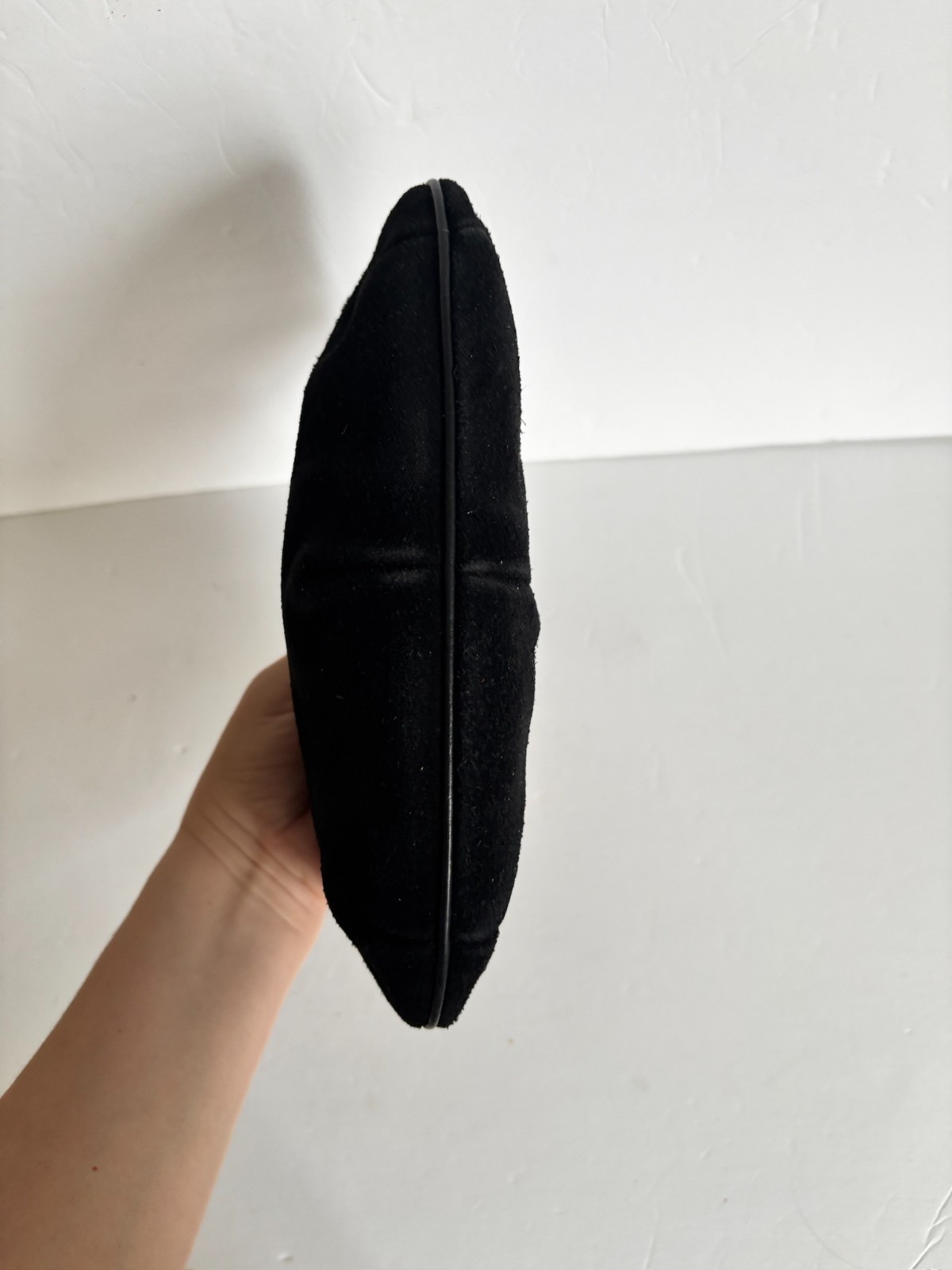 Vintage Gucci Black Suede Leather Clutch Enamel GG Logo Original Box
