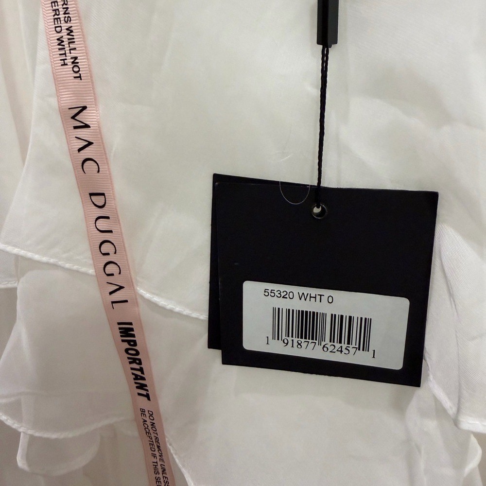 Mac Duggal HIGH LOW TIERED GOWN WITH BUILT IN BODYSUIT – 55320 white size 0