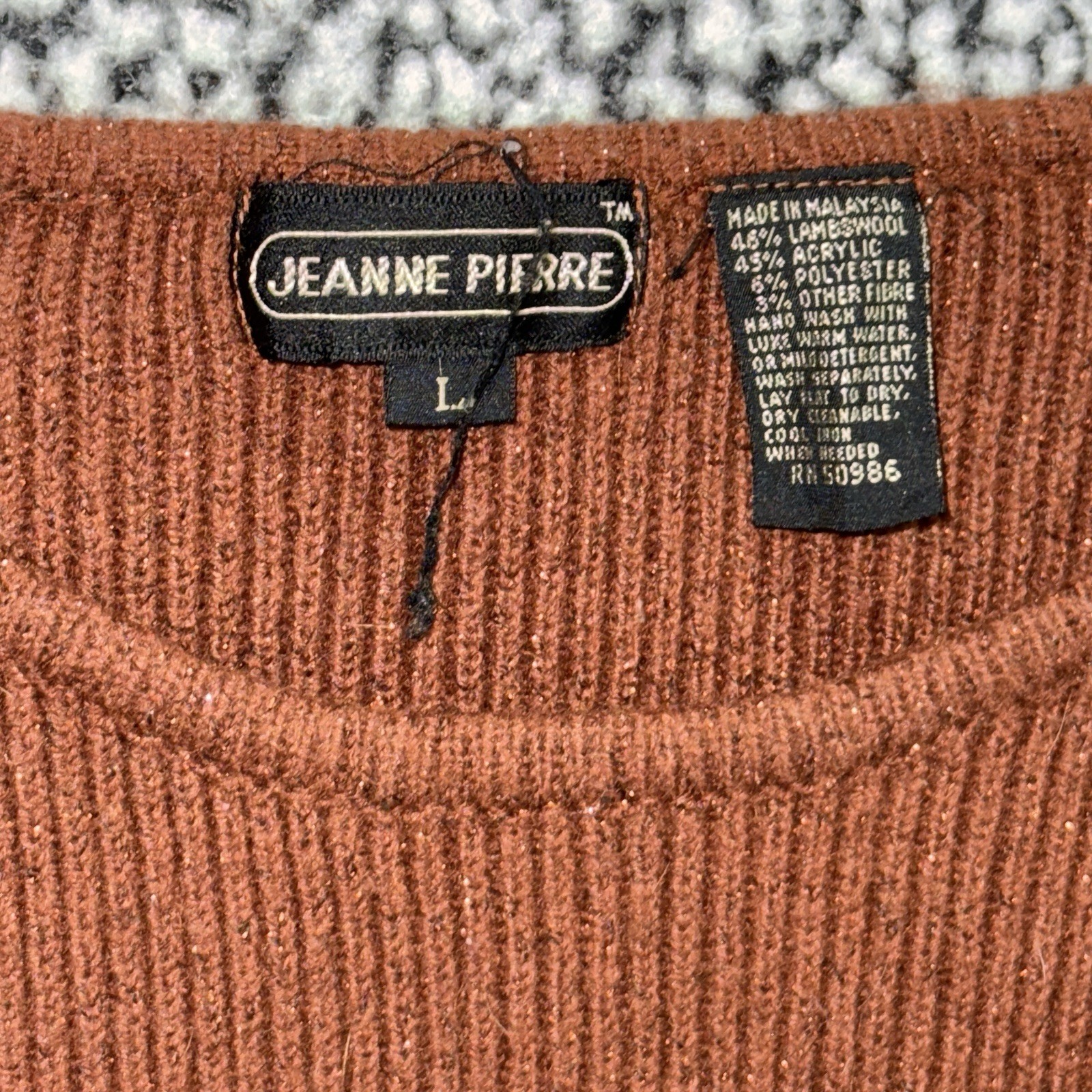 Vintage Jeanne Pierre Wool Blend Sweater Sz L Brown Sparkle Cottagecore 80s 90s