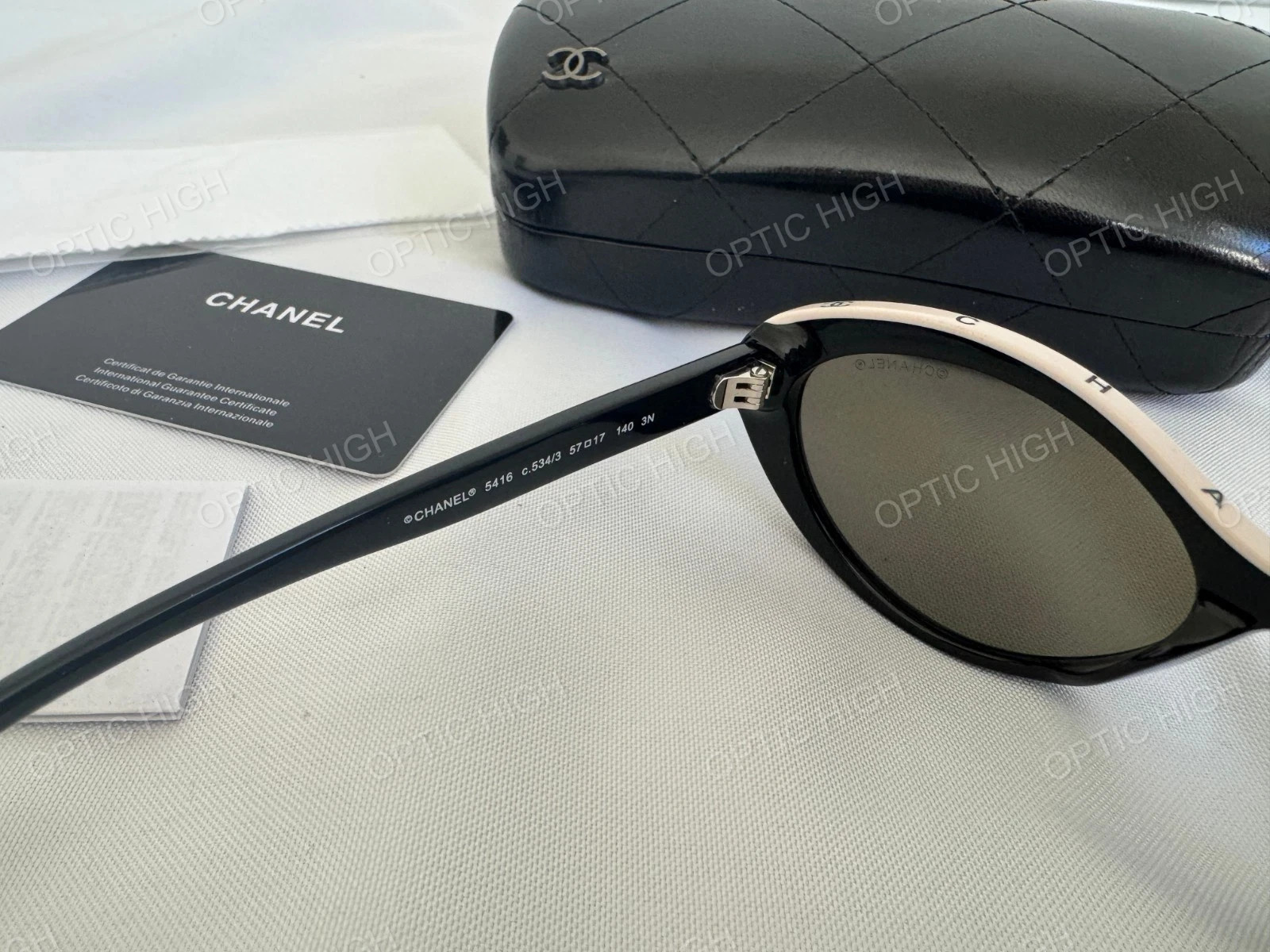 CHANEL CH5416 Beige & Black Acetate Oval Sunglasses Mod：CH5416 Size：57-18-145