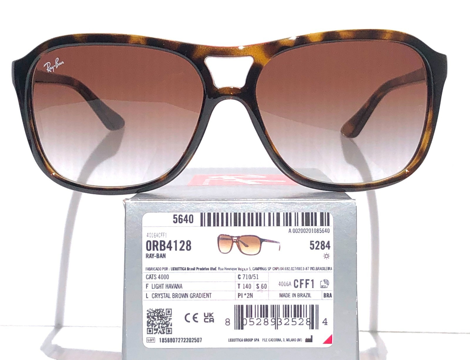 Ray Ban CATS 4000 Light Havana GRADIENT Crystal Brown Sunglass RB 4128 710/51