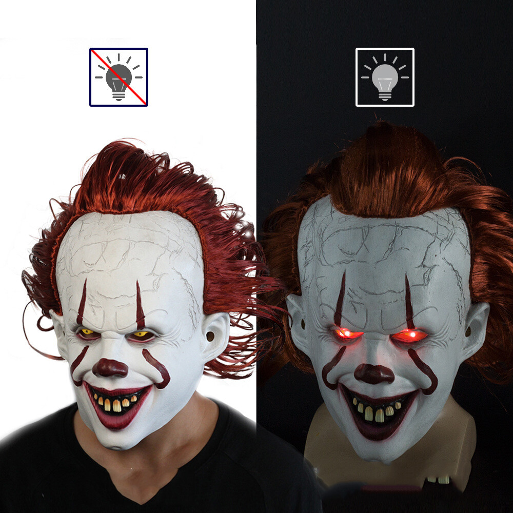 LED Pennywise Clown Mask Stephen King’s It Chapter Two Masque Movie Cosplay Mask