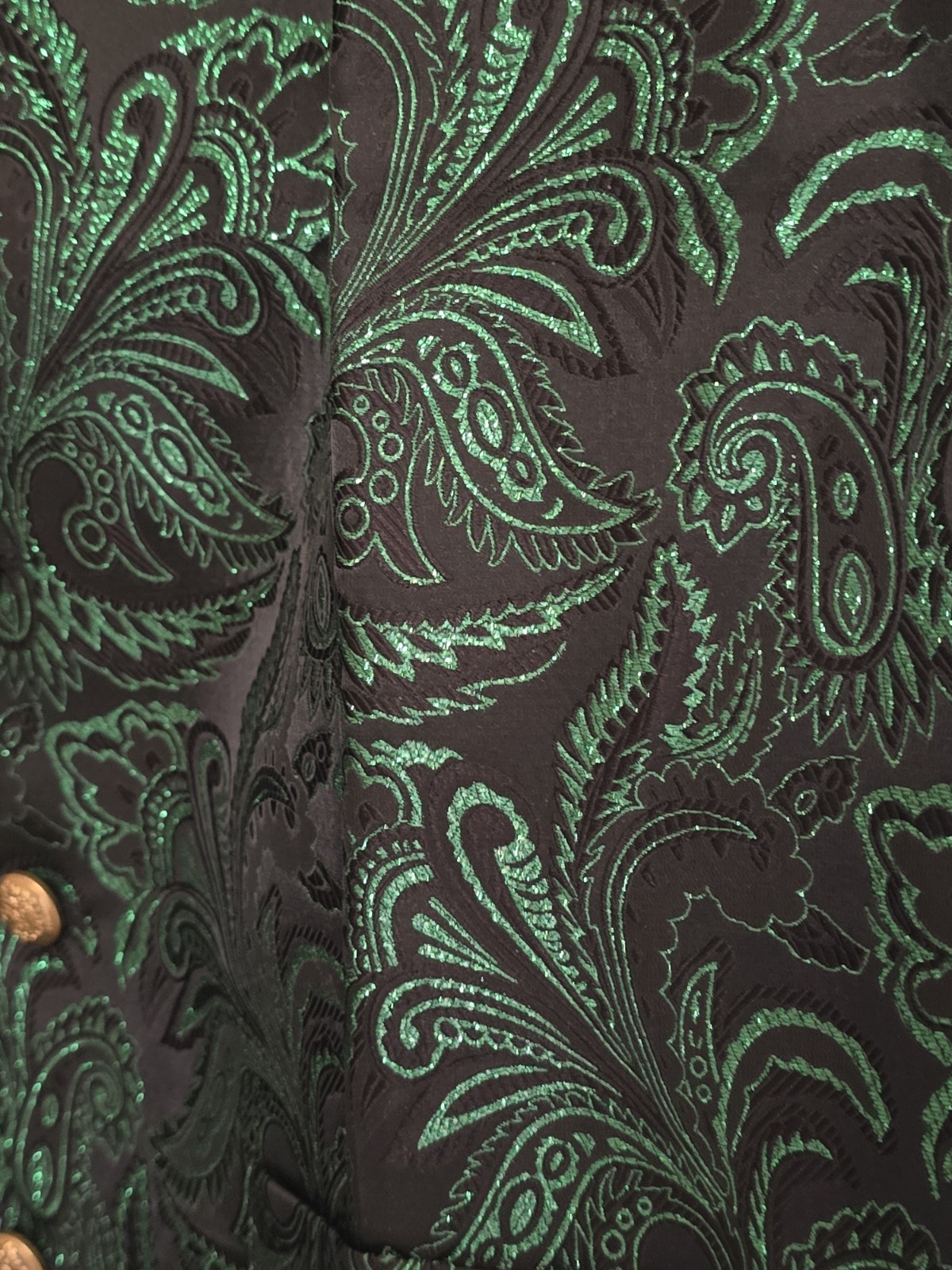Men’s Large Emerald Green Tux Vest DiBanGu Jacquard Notched Collar Vest NWTS