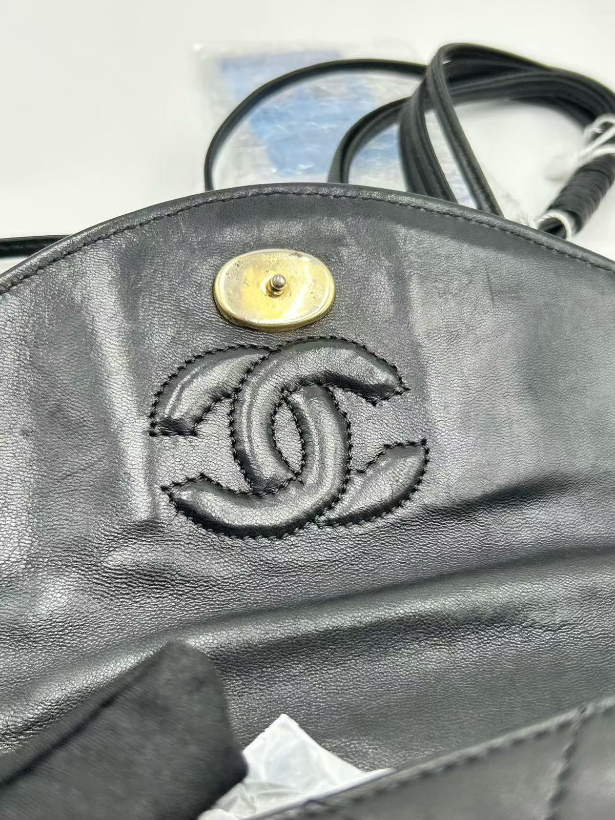 Chanel Crossbody Flap Bag Quilted Black Lambskin Leather France