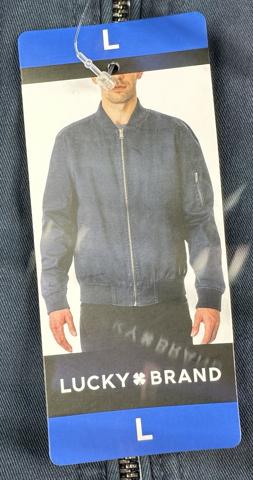 Lucky Brand Mens LARGE Full Zip Bomber Jacket Blue – NEW Coat 5 Pockets Cotton