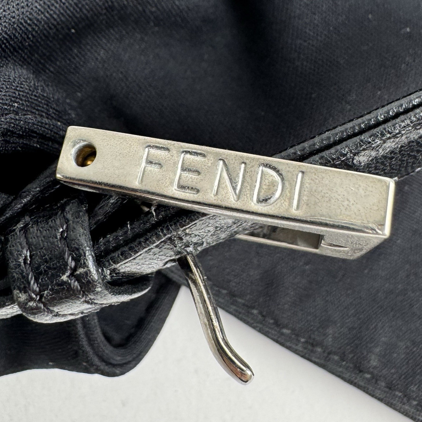 Auth Fendi Cotton Jersey Mamma Baguette FF Logo One Shoulder Bag Black Y2K