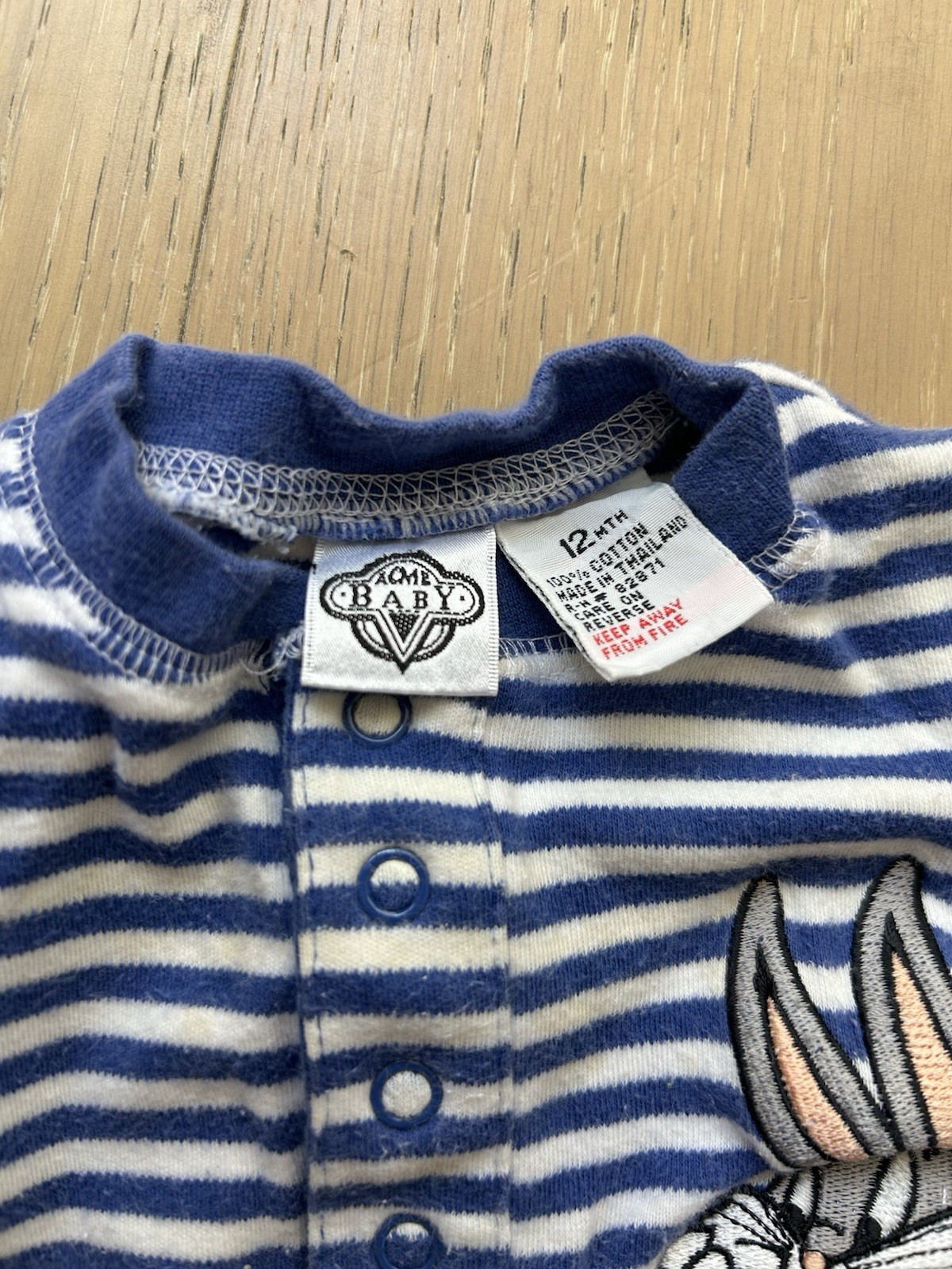 Vintage 90s Looney Tunes Bugs Bunny and Taz Stripped One piece 12 Month