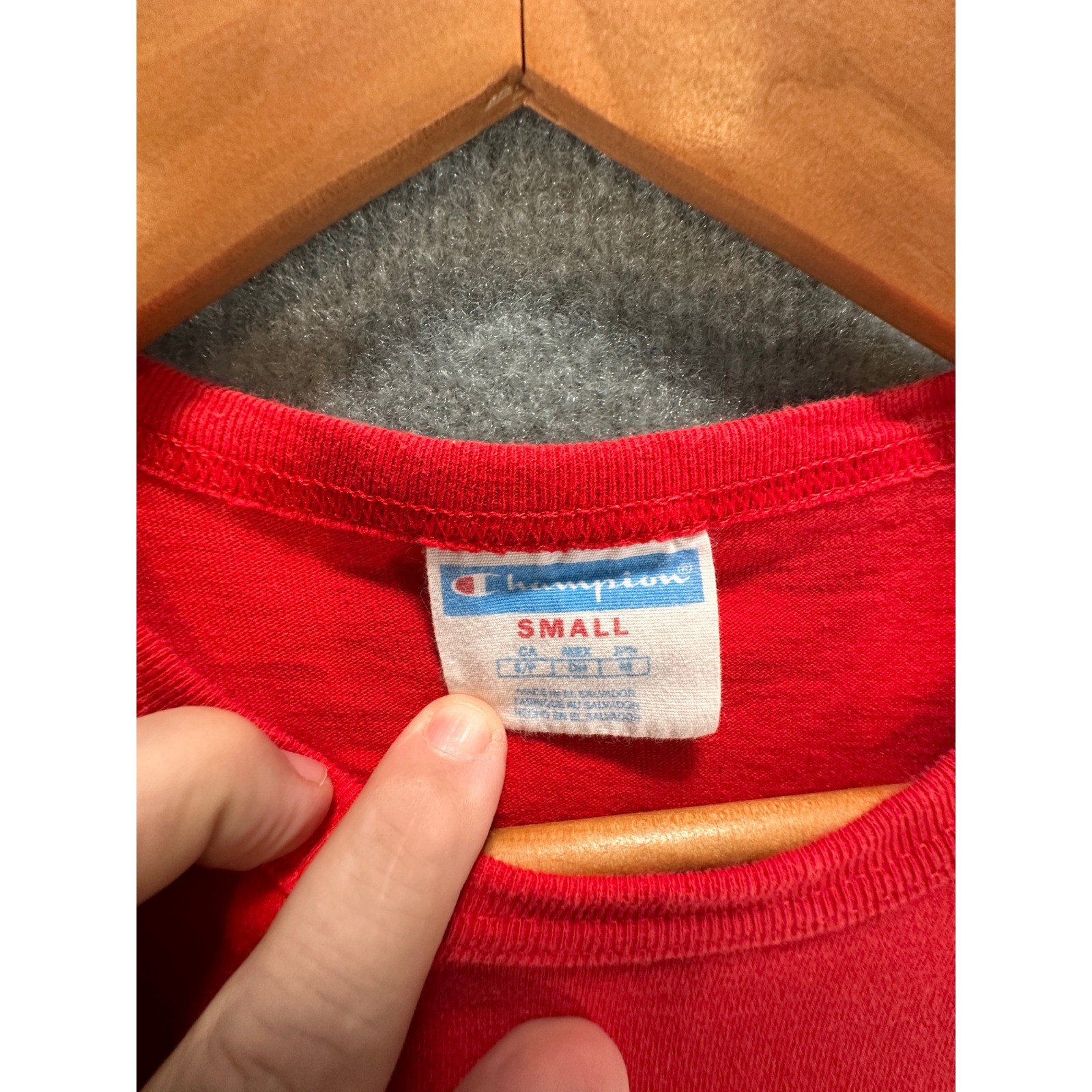 Champion Mens Red Big C Logo Chenille Patch Short Sleeve T-Shirt GT19 Small