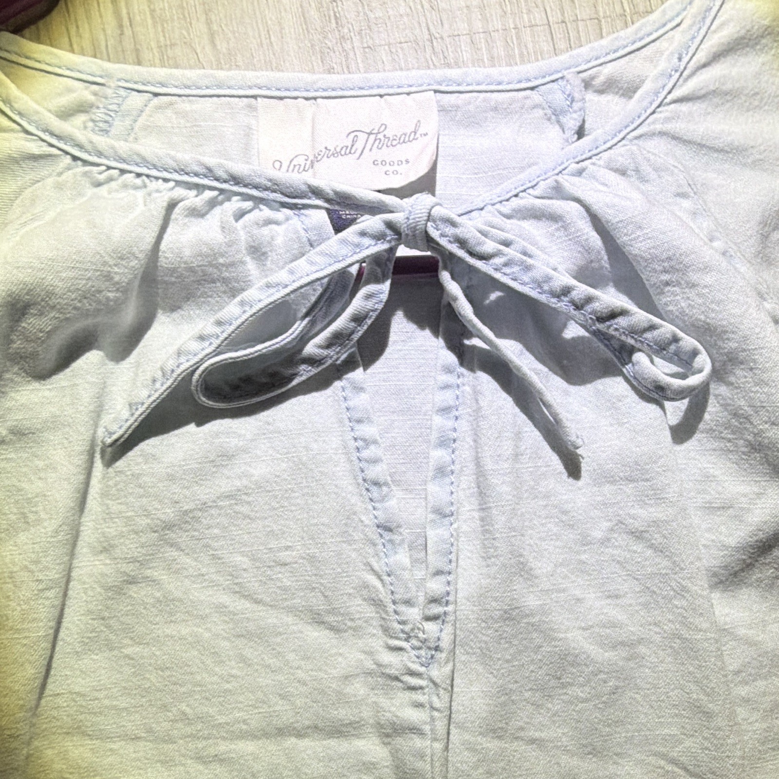 Universal Thread Goods Co. Cotton Woven Peasant Blouse Round Neck Long Sleeve
