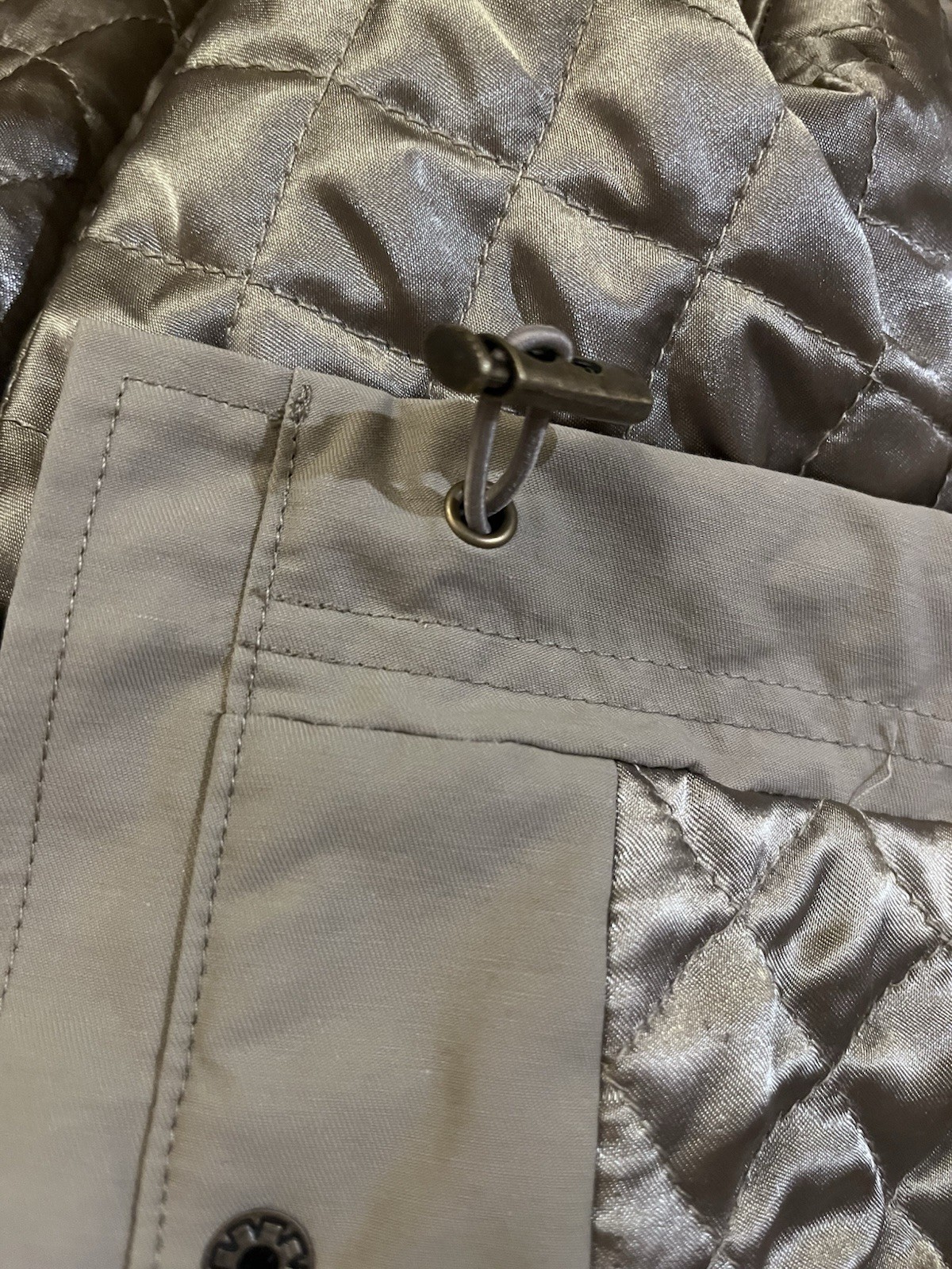 Pendleton Belted Beige Parka Real USA Coyote Fur Hood Quilted Lining Sz Xl