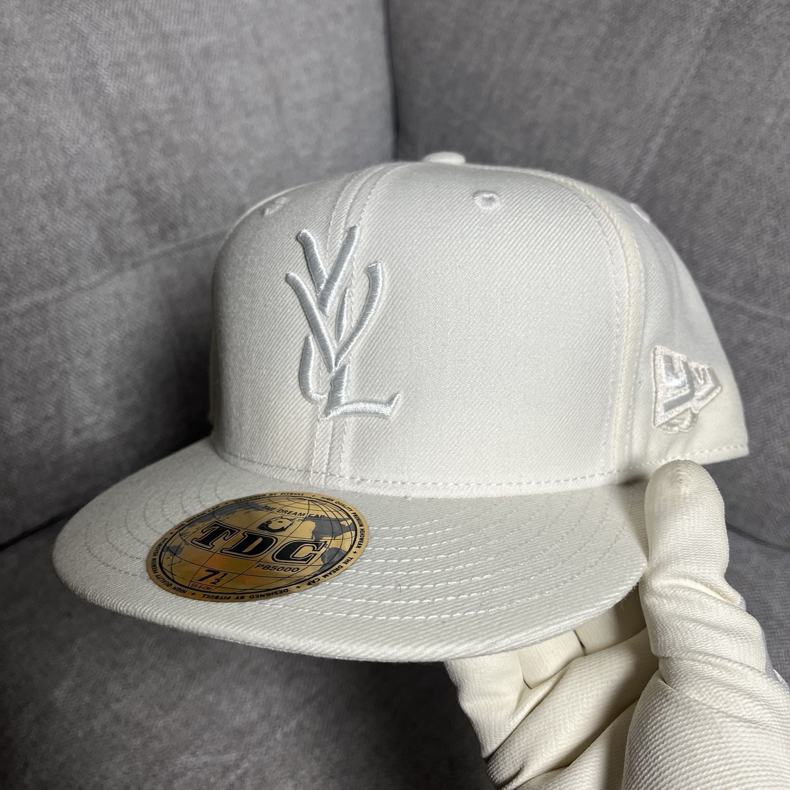 Playboi Carti YVL Hat White Fitted Cap Size 7 1/2 In Hand