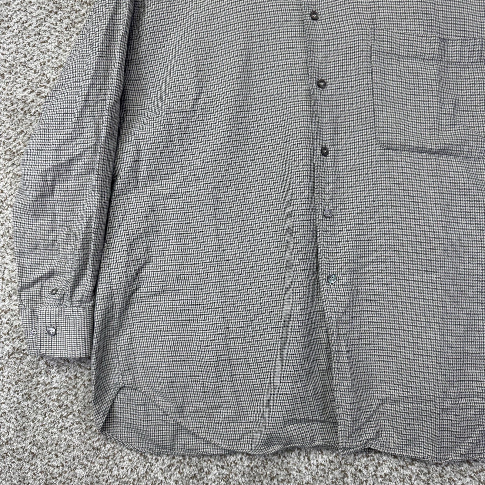 Brioni Shirt Men’s Size XL Long Sleeve Button Up Gray Houndstooth Made In Italy