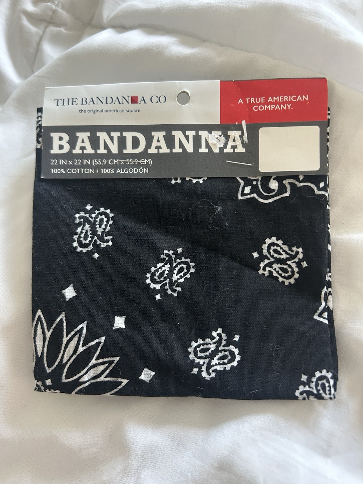 The Bandana Co Black/White Paisley Bandana Scarf 22×22 Woven Cotton
