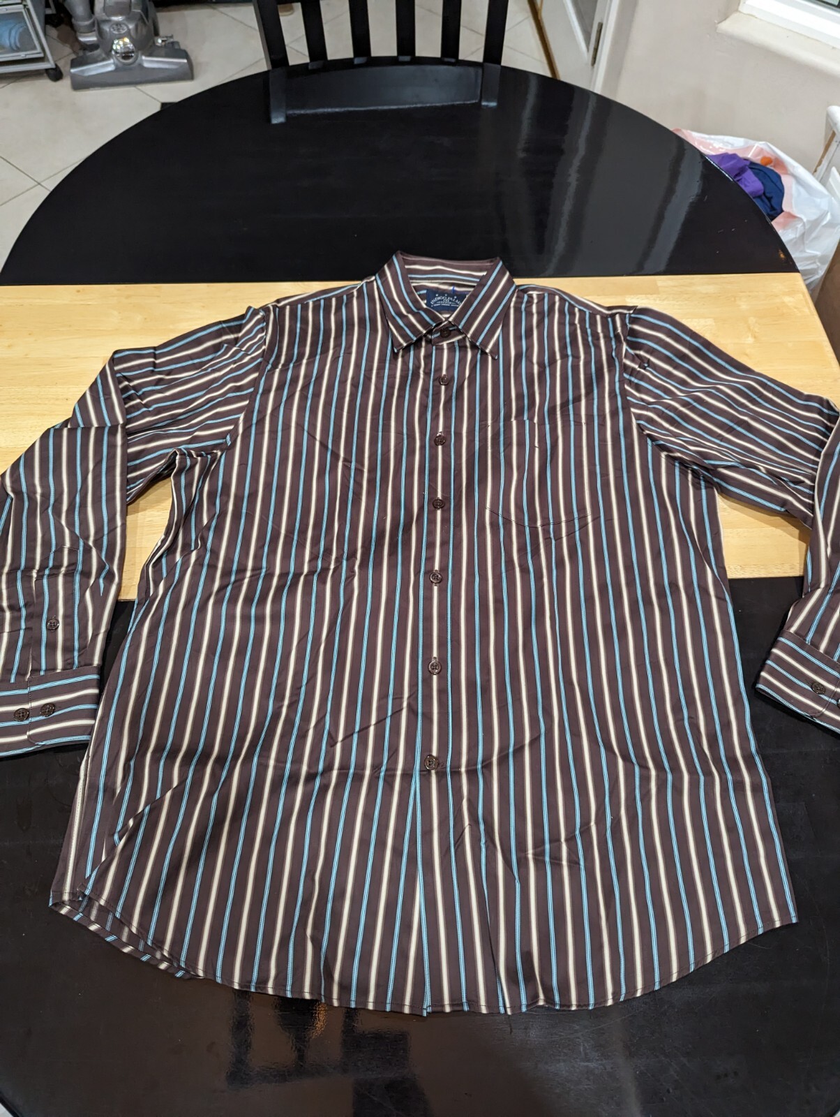 Indigo Palms brown striped button up shirt sz XL