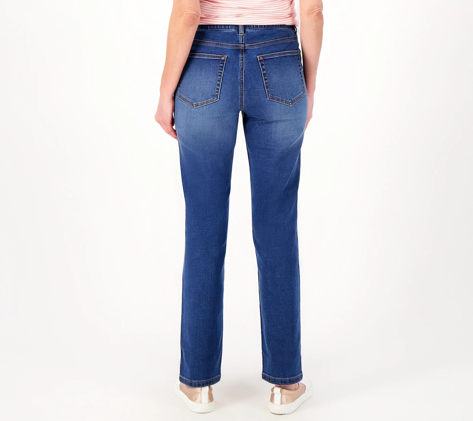 Denim & Co. Coolmax All Season Regular Straight Jeans Medium Wash 26 New