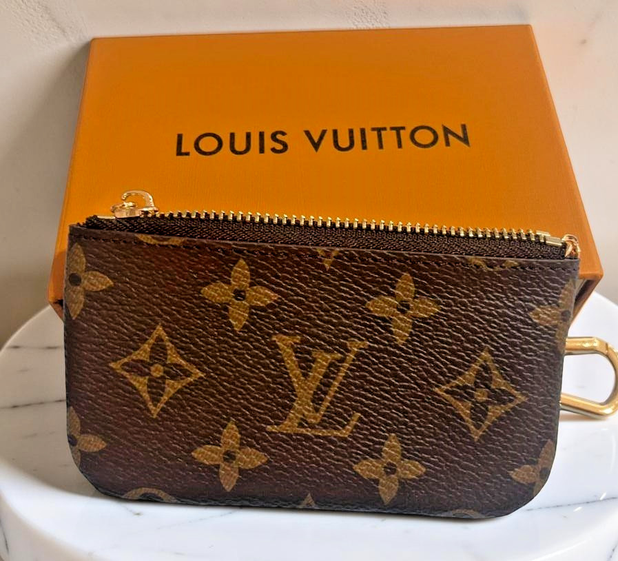 Authentic Louis Vuitton Monogram Key Pouch Pochette Cles Coin Purse W/Box & Bag