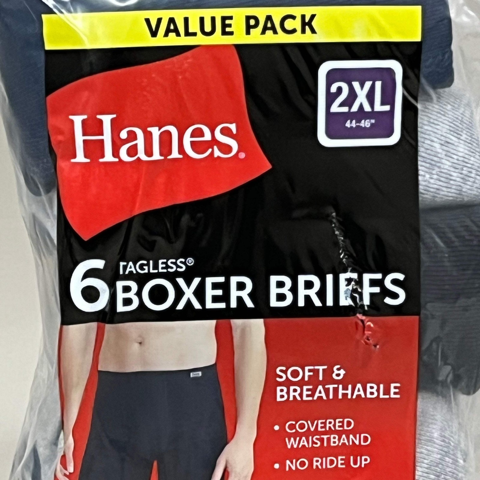 HANES (6 PACK!) Men’s Boxer Briefs Sz 2XL 44-46″ Black/Blue/Grey 7460P6