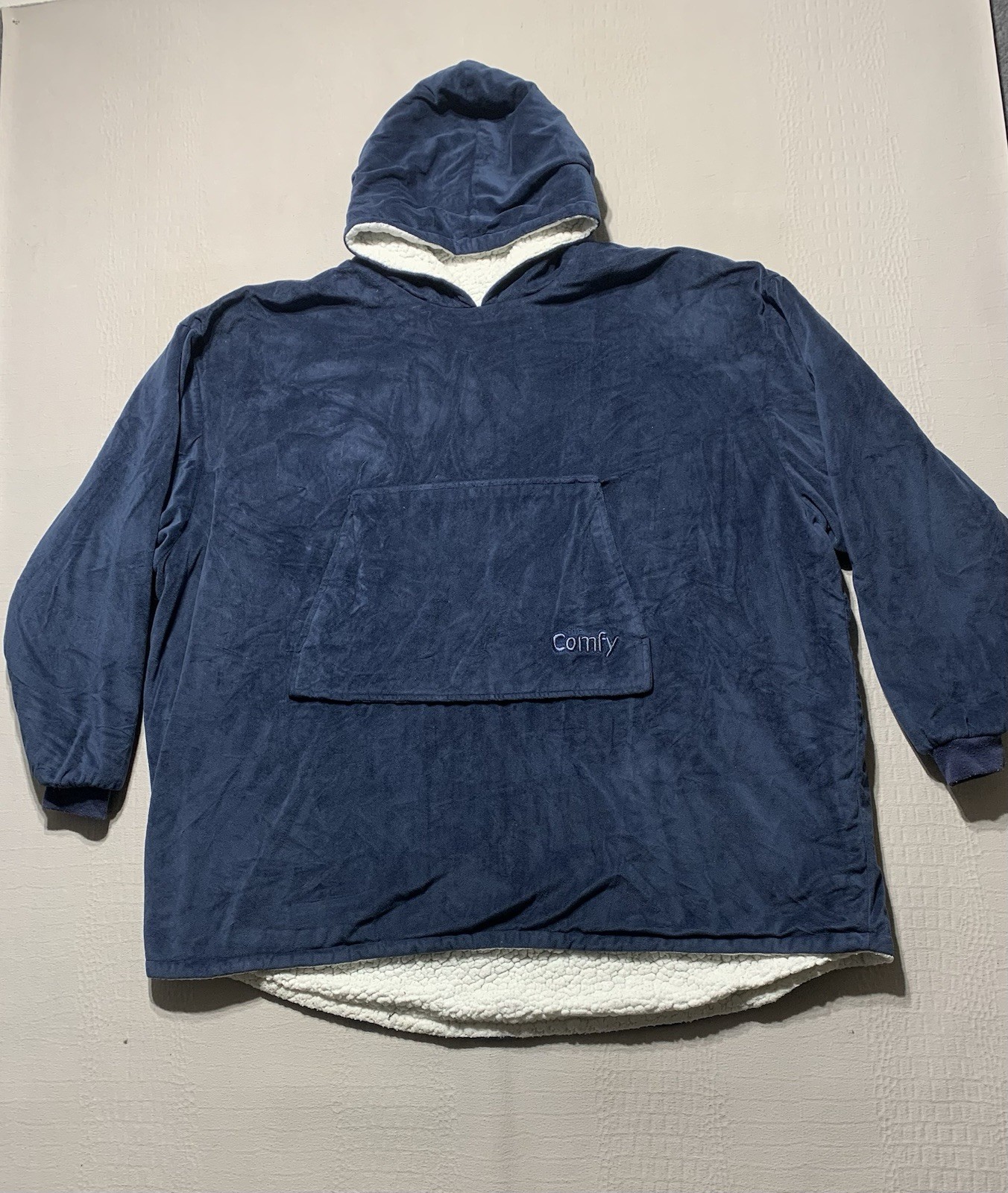 The Comfy Gray Oversized Sherpa Lined Pullover Hoodie w/ Pockets One Size
