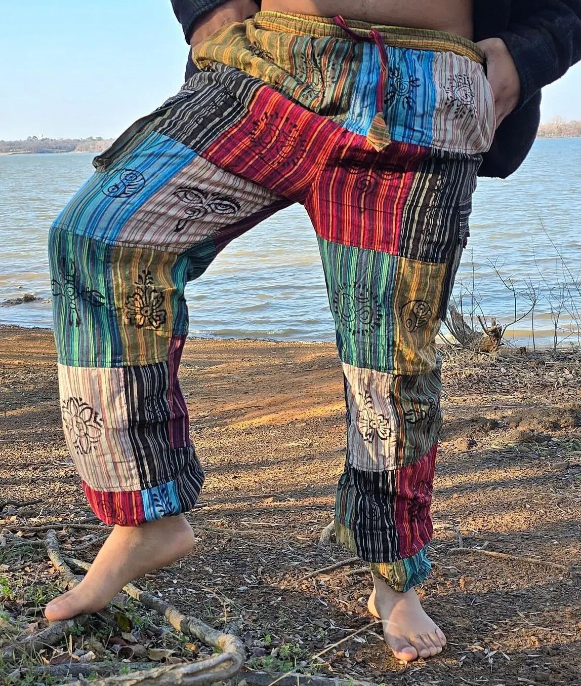 Organically Handmade Natural Stonewashed Hippie Colorful Hemp Comfortable Yoga P