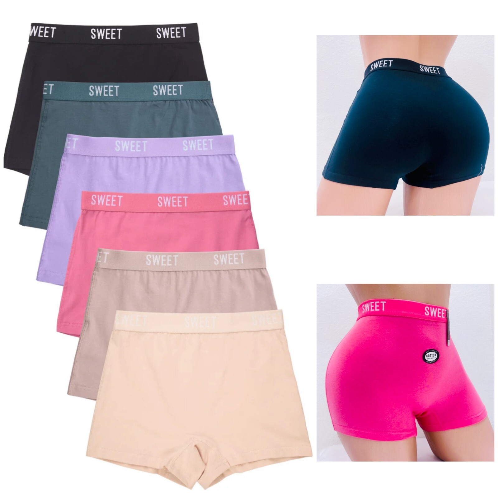 6 Pack Women’s Sports Cotton Boxer Shorts BoyShorts Yoga Fitness Gym 1664 S~XL