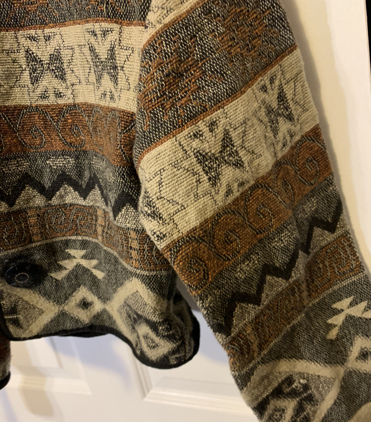 Vintage Flashback Womens Sz M Aztec Print Jacquard Cropped Shacket Coat