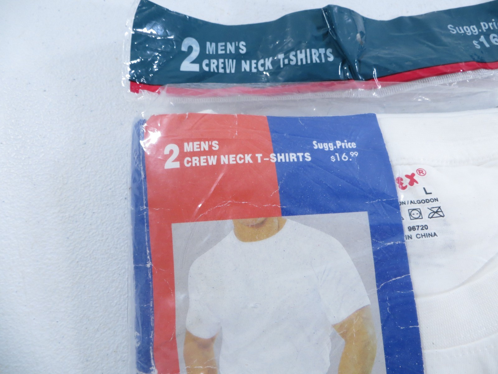 2-Pack Rodex Mens White Cotton Crew Neck T-Shirts Size Large NEW SEALED