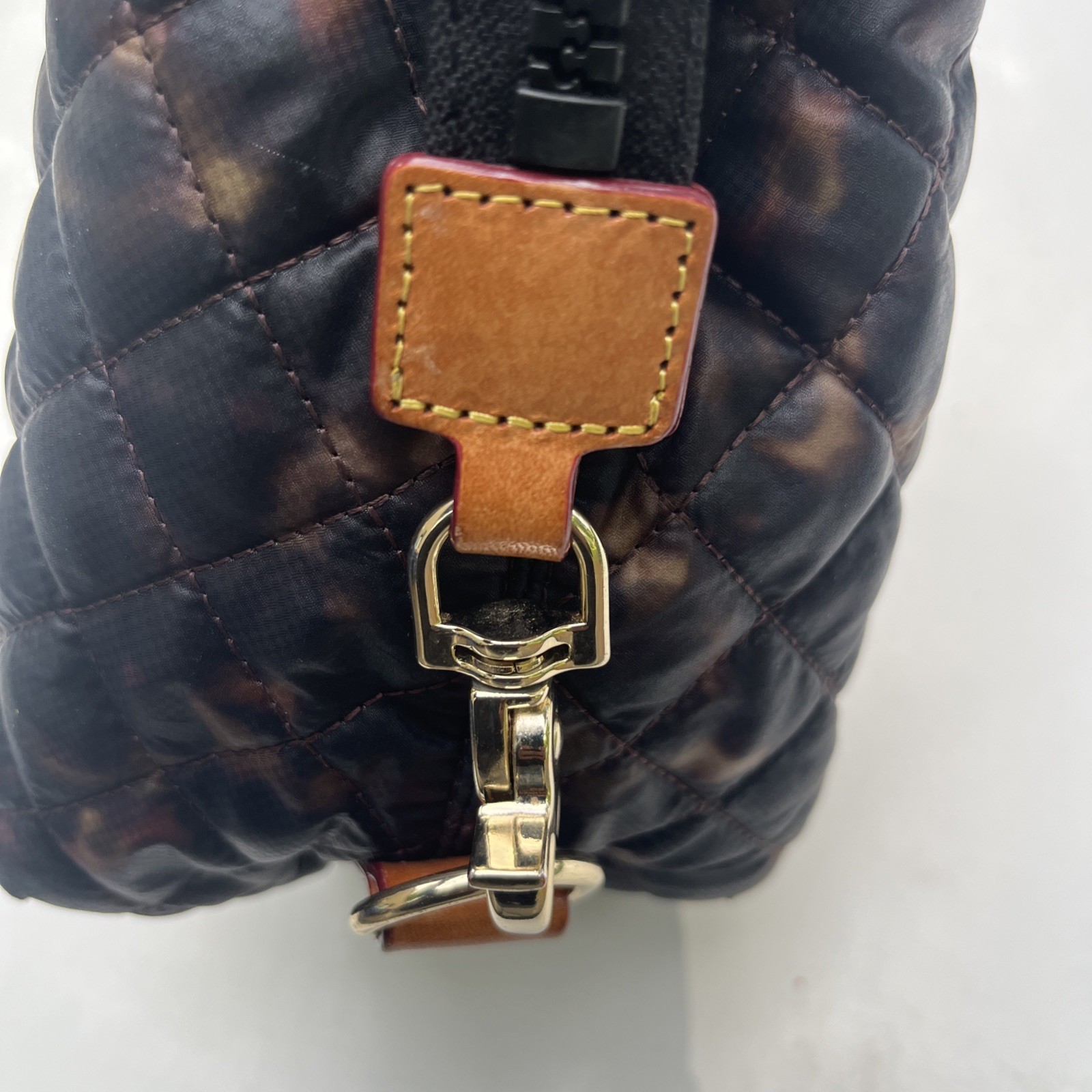 MZ Wallace Metro Quatro Quilted Tote Brown NO Strap (Interior Stained See Pics)