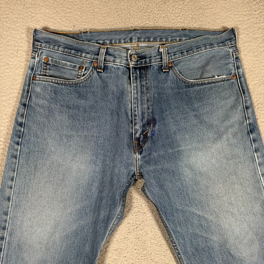 Levis Jeans Mens 38×27 Blue 505 Straight Fit Denim Casual Logo Preppy 5 Pocket