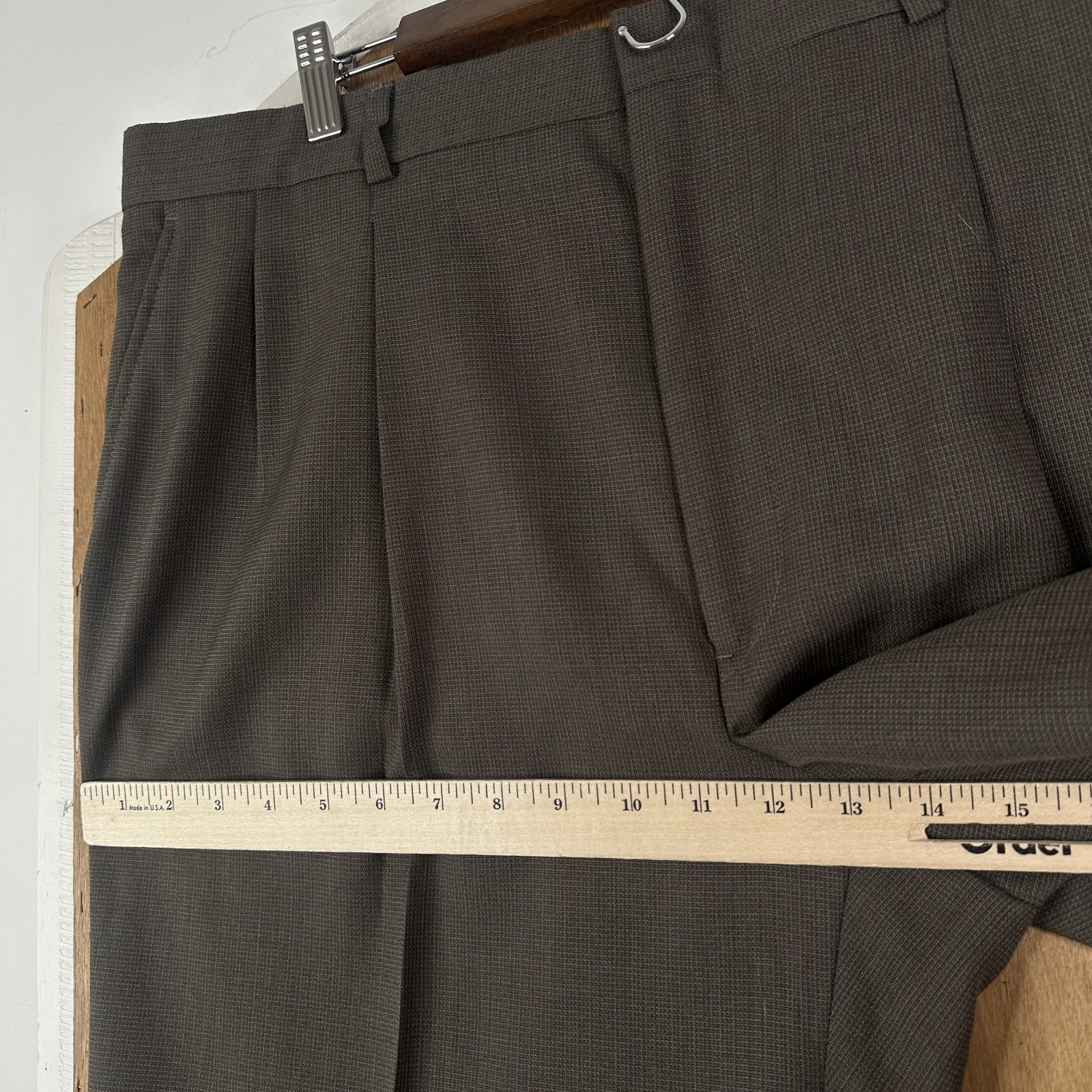 Towncraft Suit Mens 46L Brown 2 Button Polyester Wool Pants Mens 38×31 Canvased