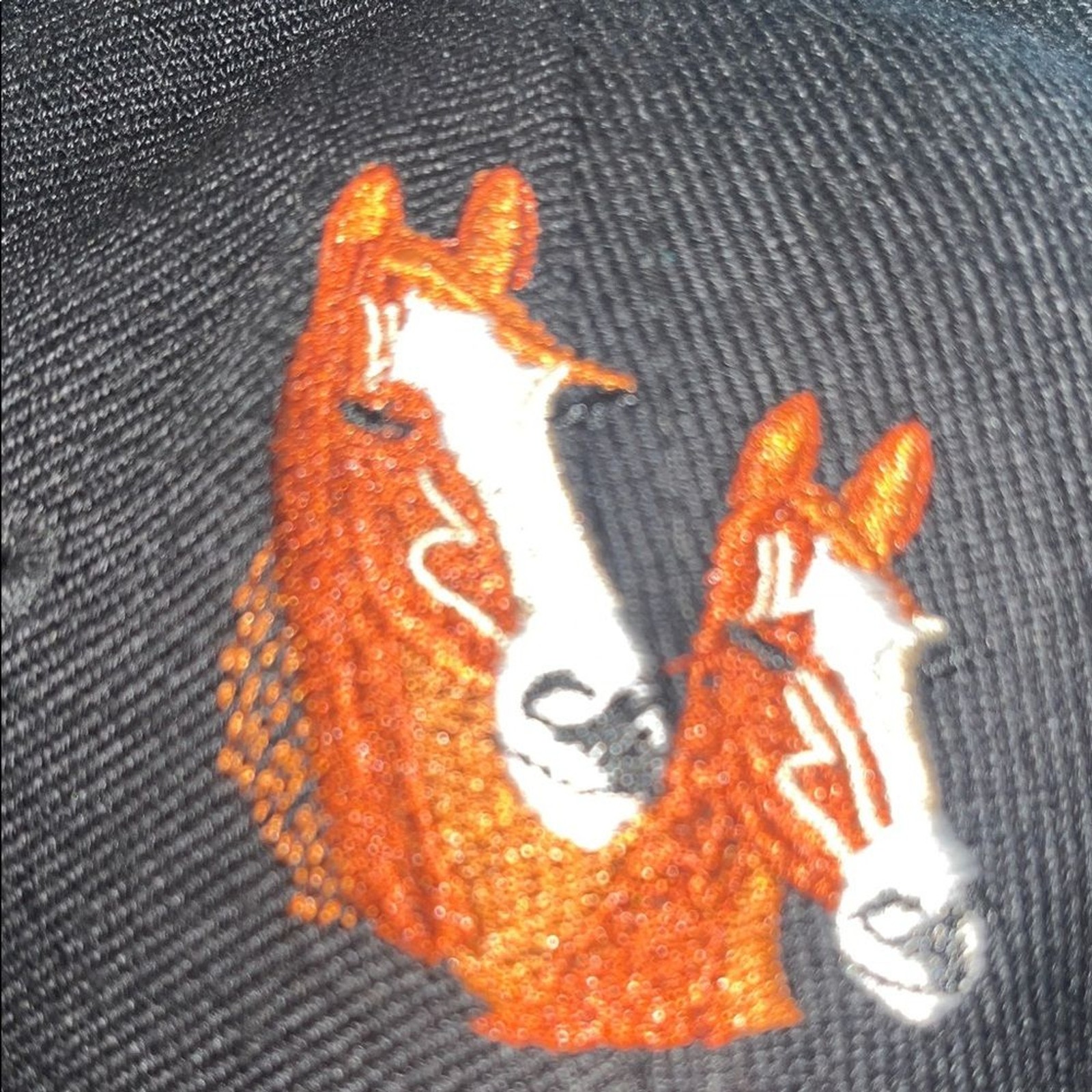 Vintage Horse Embroidered Baseball Cap w/Horse Design. Horse Shadow on right.