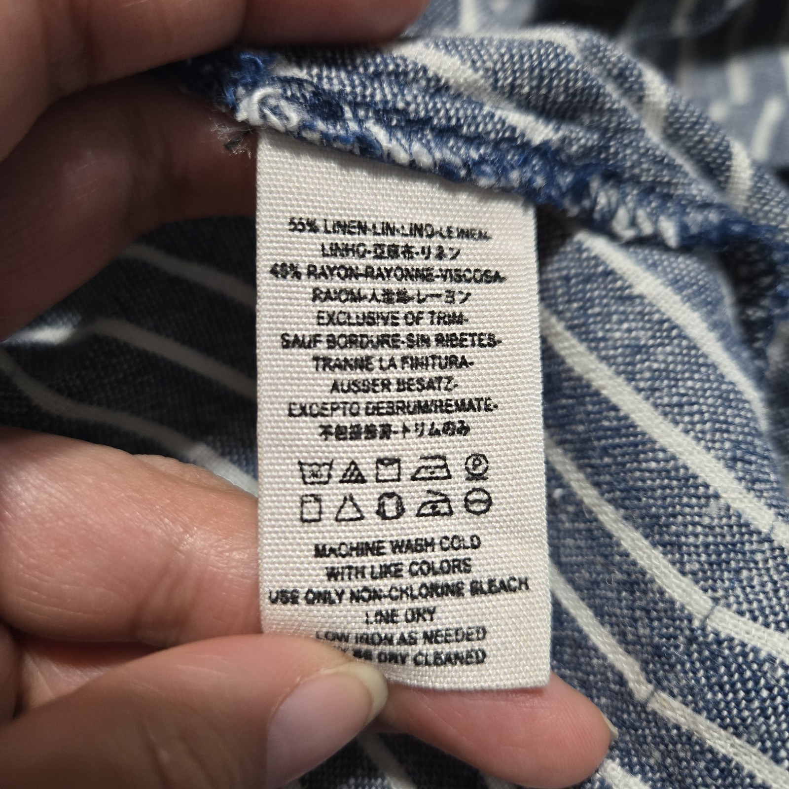 Free People Women’s Asymmetrical Linen Striped Blue And White Tank Top sz 4