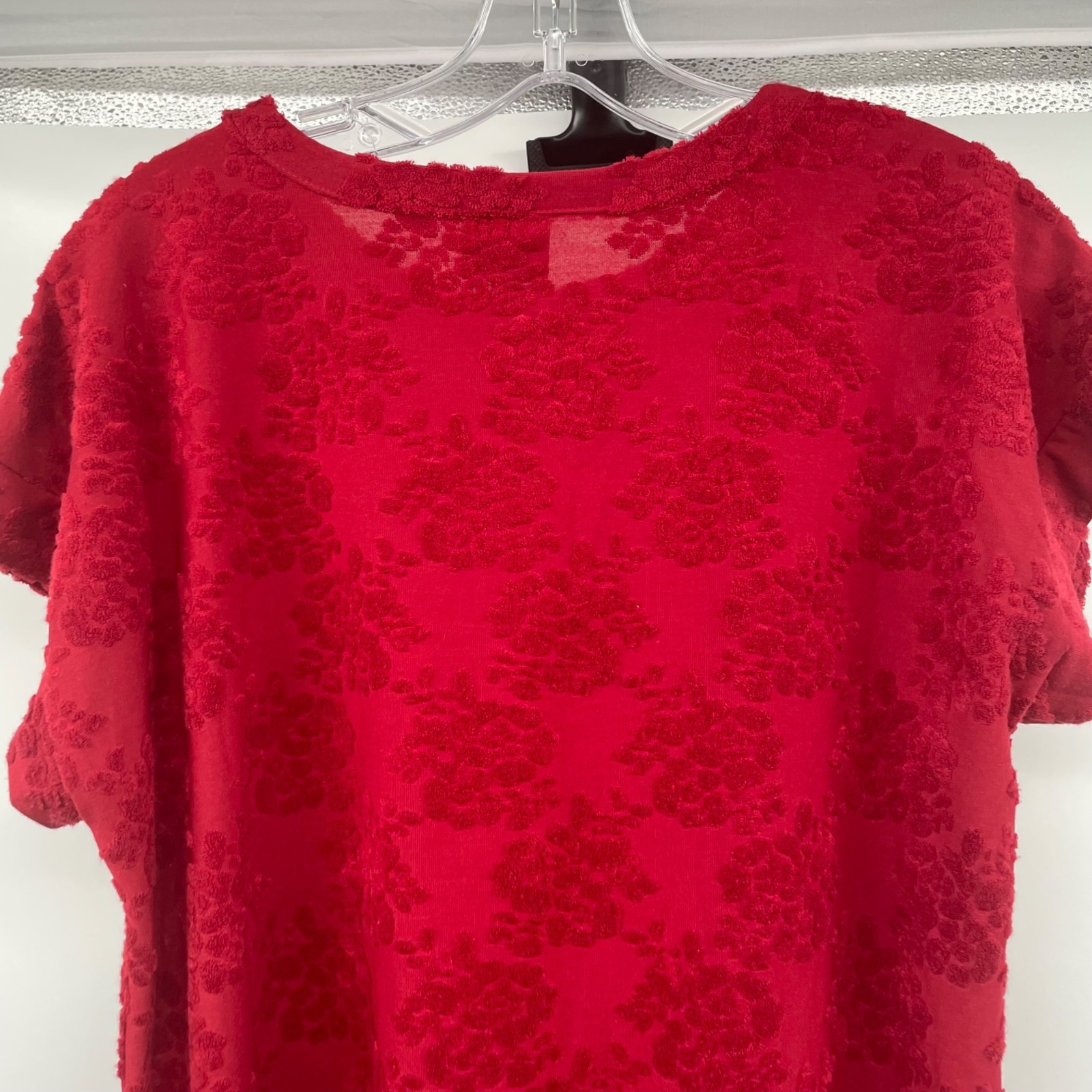 Wallpapher Womens Textured Pullover Top Cap Sleeve Red Size Small