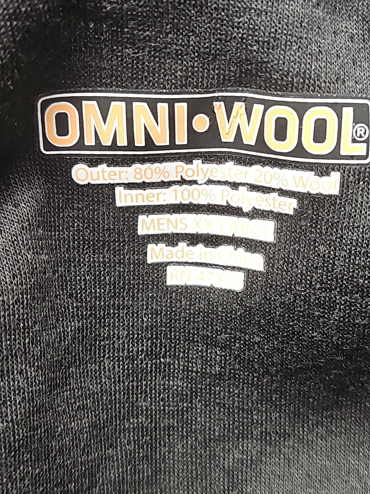 Omni-Wool Long Johns Mens “Size XXL” Black Thermal Base Layer Underwear Bottoms