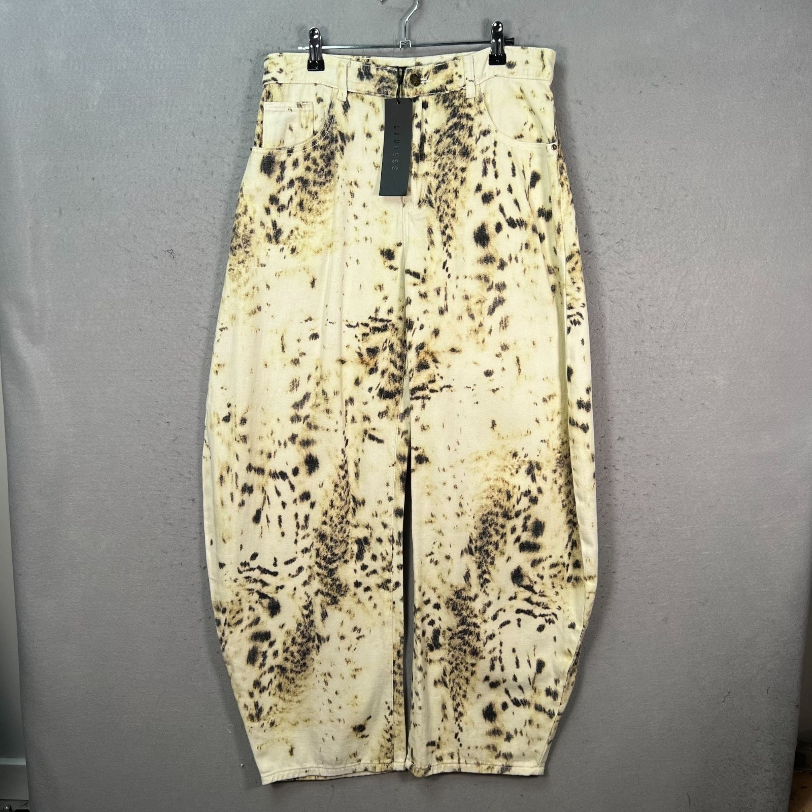 Lioness Womens Size Small High-Waisted Animal Print Denim Pants 100% Cotton