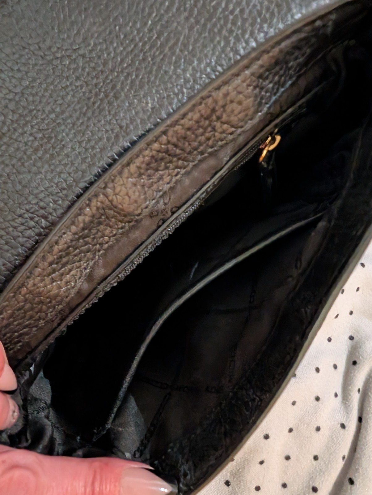Michael Kors Black Pebbled Studded Buckle Magnetic Flap Crossbody Gold HW