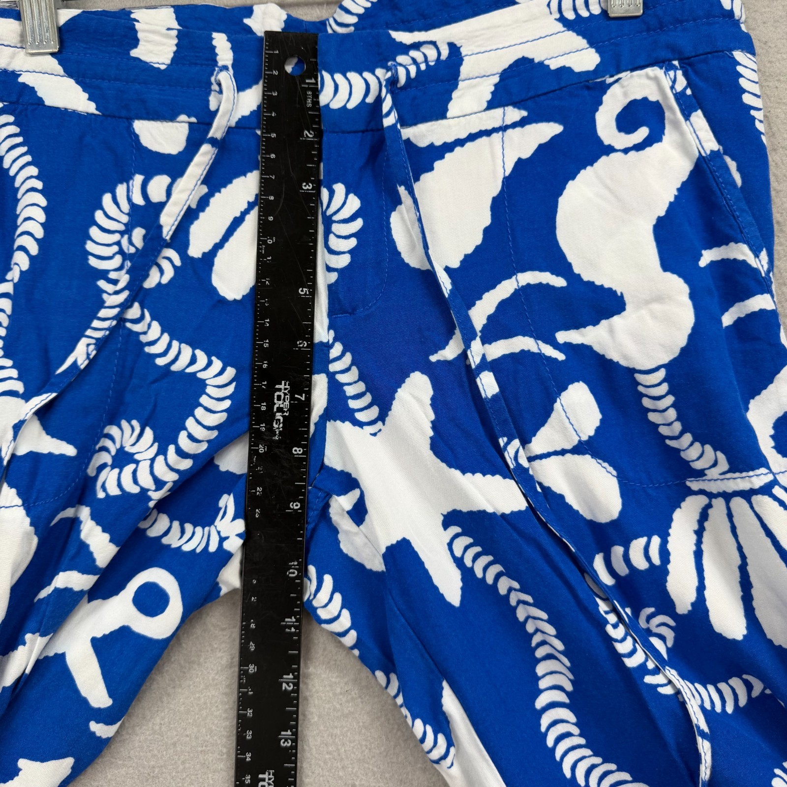 Lilly Pulitzer Palazzo Pants Womens Medium Blue White Nautical Anchor Beach