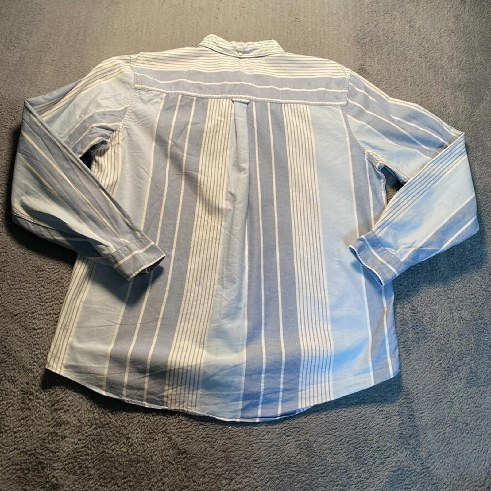 Next Shirt Mens XL Blue Long Sleeve Striped 24in Pit to Pit