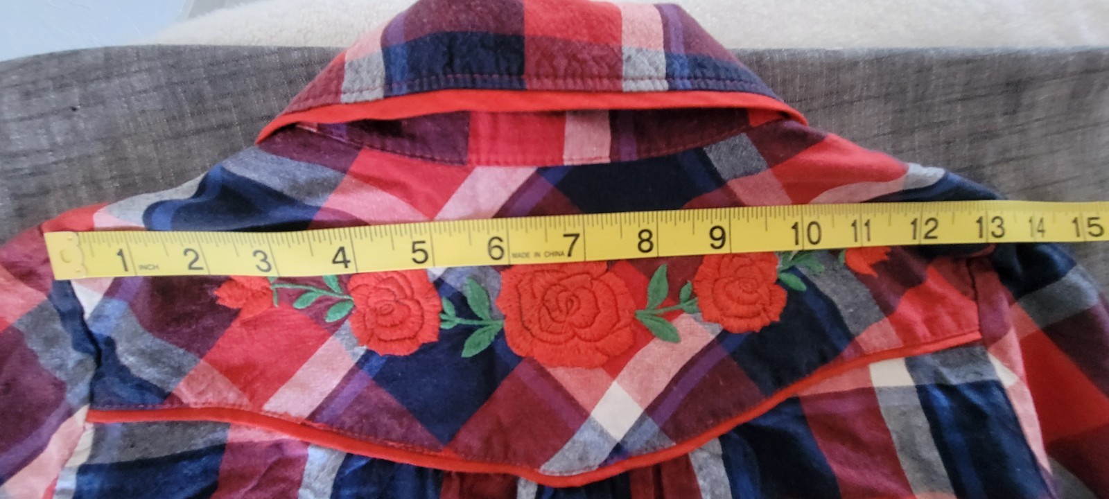 Twenty One Embroidered Plaid Western Shirt Dress Cowgirl Boho Festival Cottage S