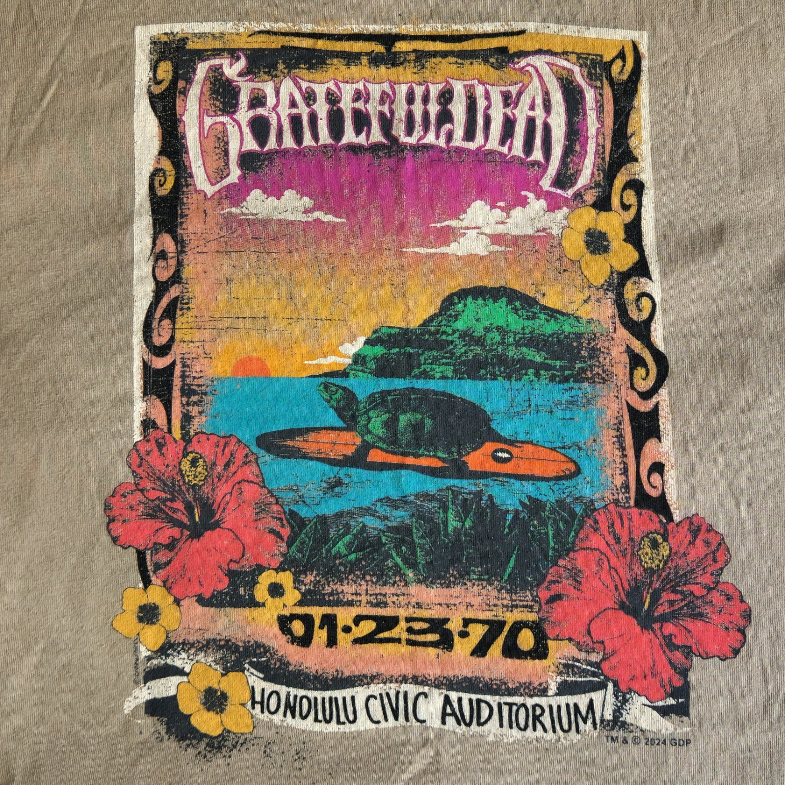 Crazy Shirts Hawaii x Grateful Dead 1970 Honolulu Concert Kona Coffee MD T-Shirt