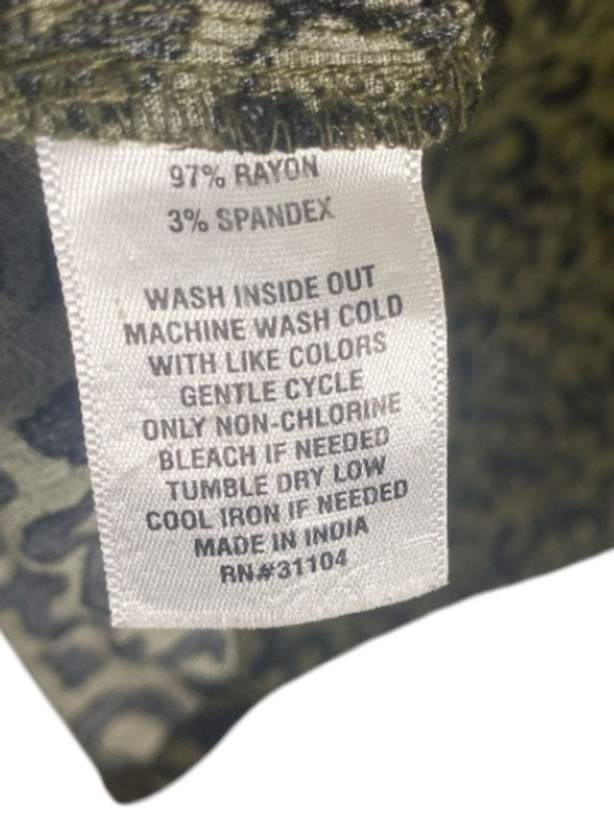 Kim Rogers Olive Green Leopard Print Women’s Blouse Wms XL #0189