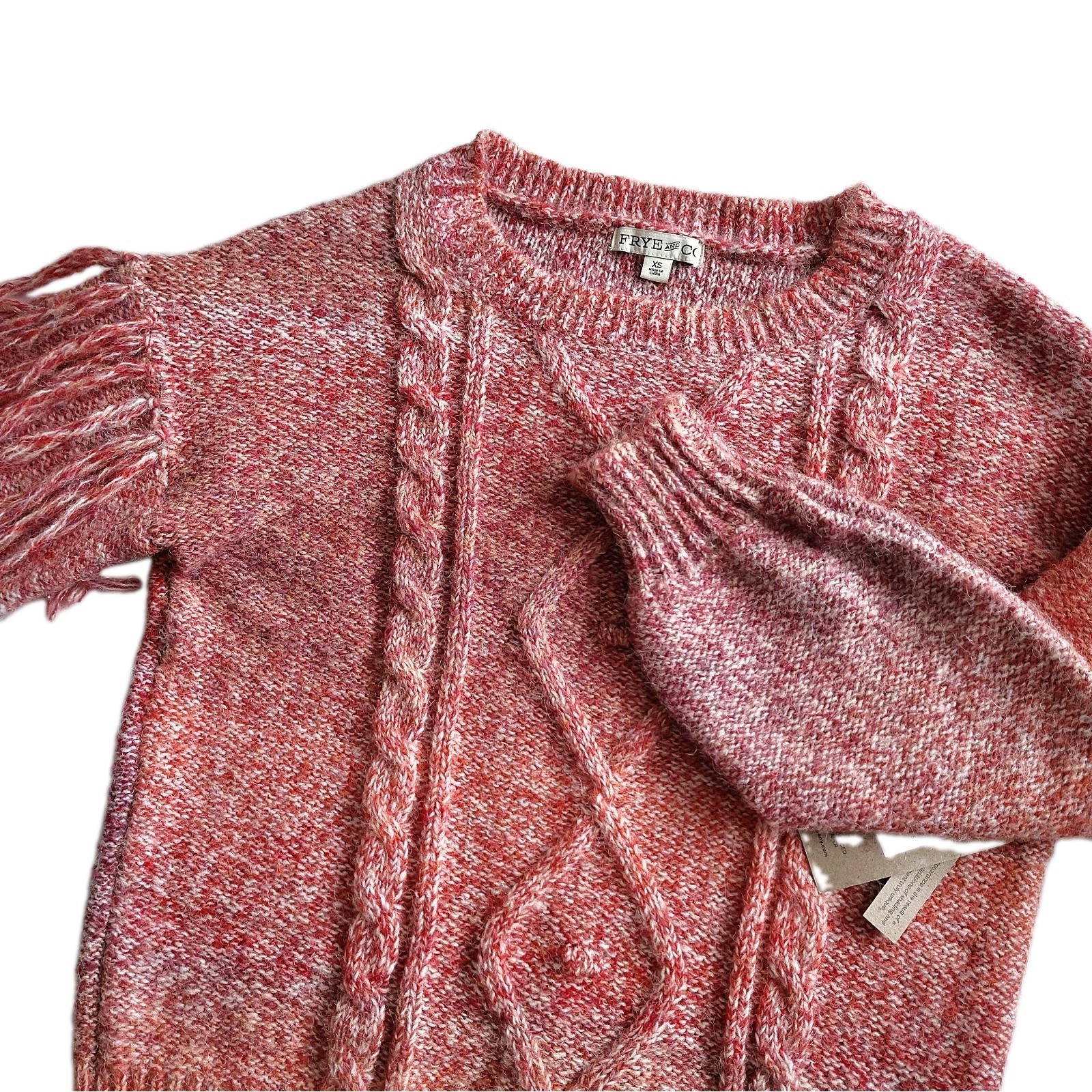 Frye & Co Women’s XS Wool Blend Ombre Cableknit Western Fringe Sweater MSRP $85