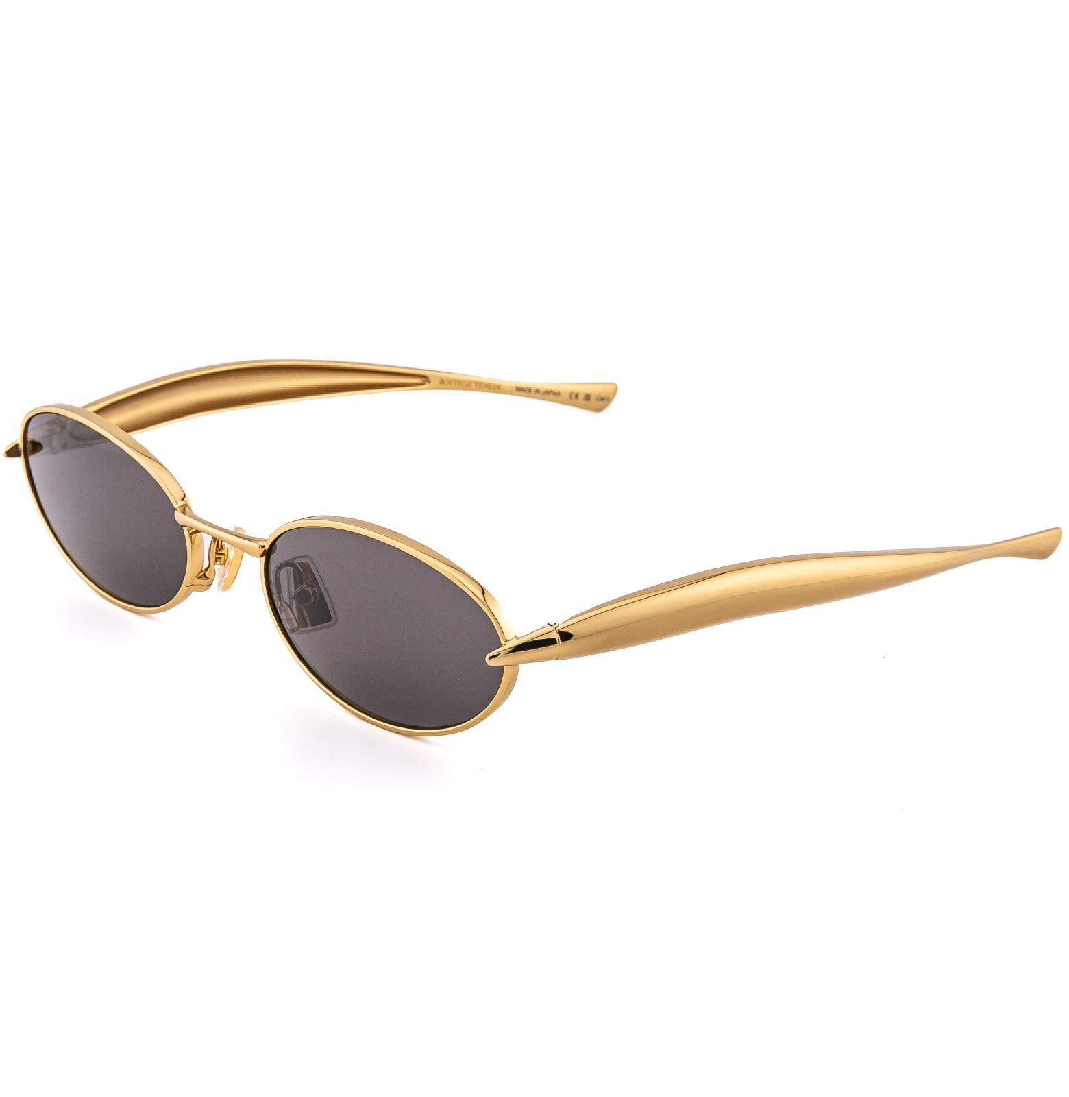 BOTTEGA VENETA 1386 SARDINE BV1386S Metal Gold Gray Unisex Oval Sunglass 001