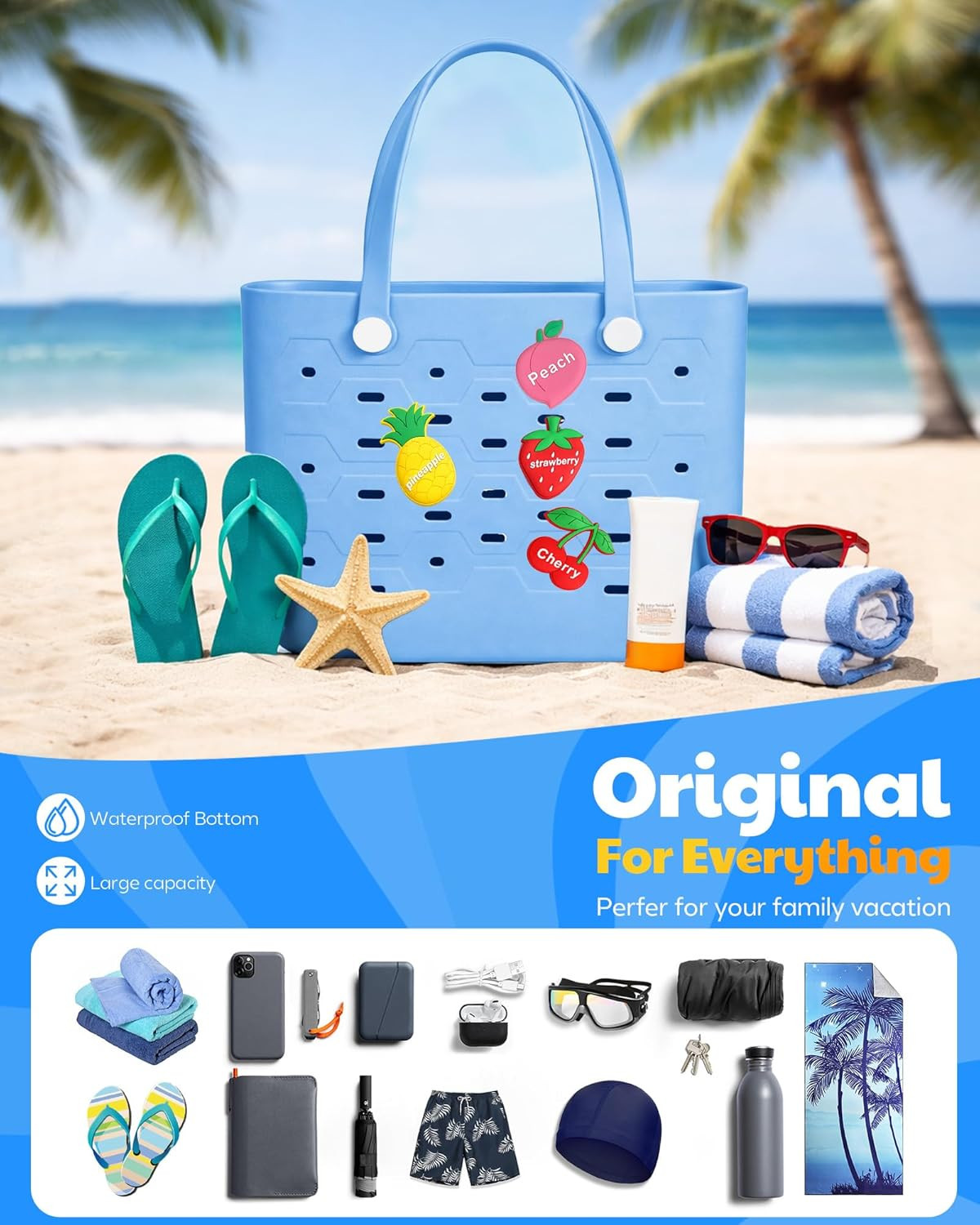Beach Tote Bag for Women – Chic & Durable EVA Rubber Beach Bag Waterproof, Sandp