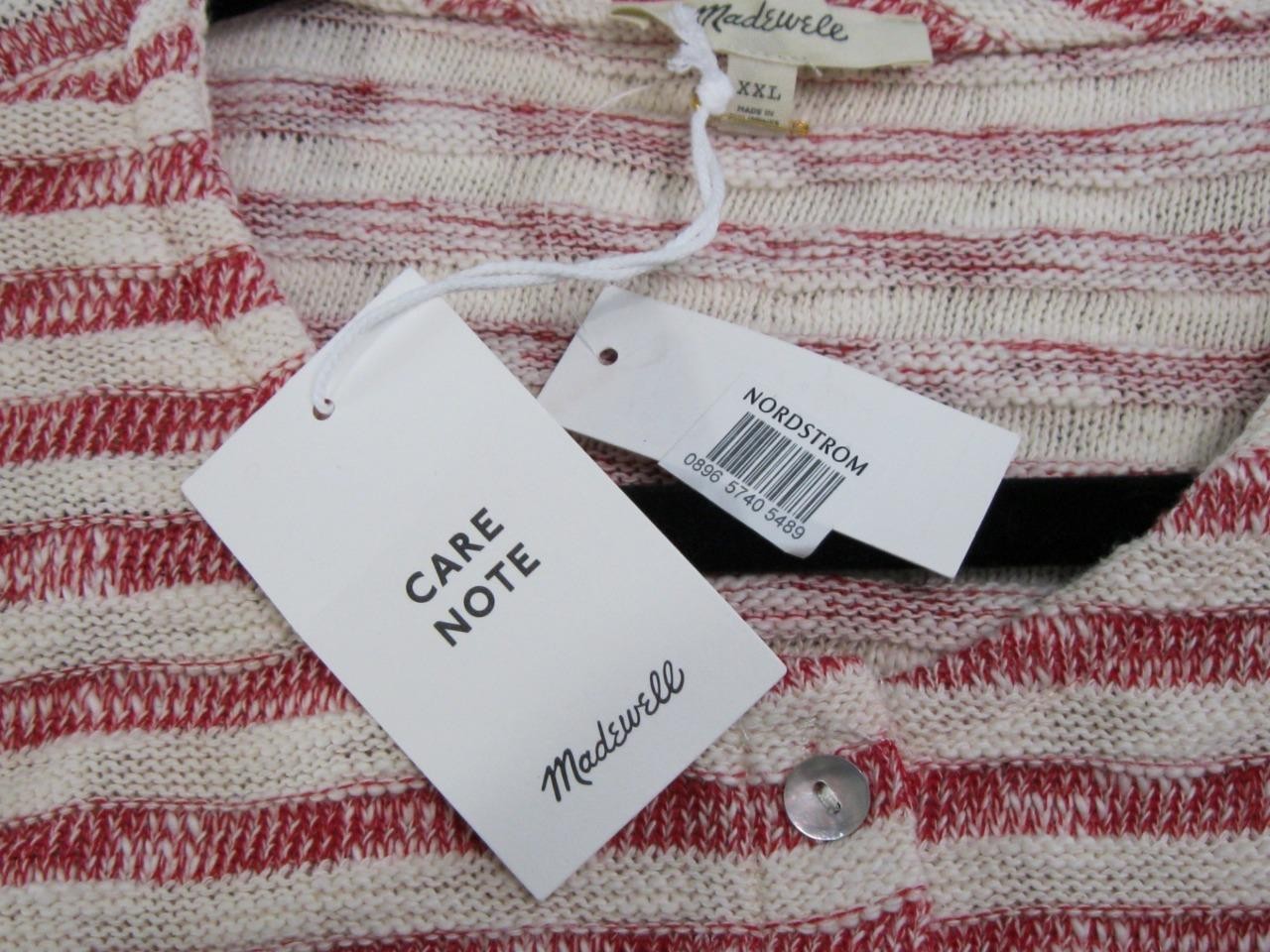 NEW MADEWELL WOMENS RED/CREAM STRIPE Sleeveless Sweater VEST TOP SHIRT SZ XXL