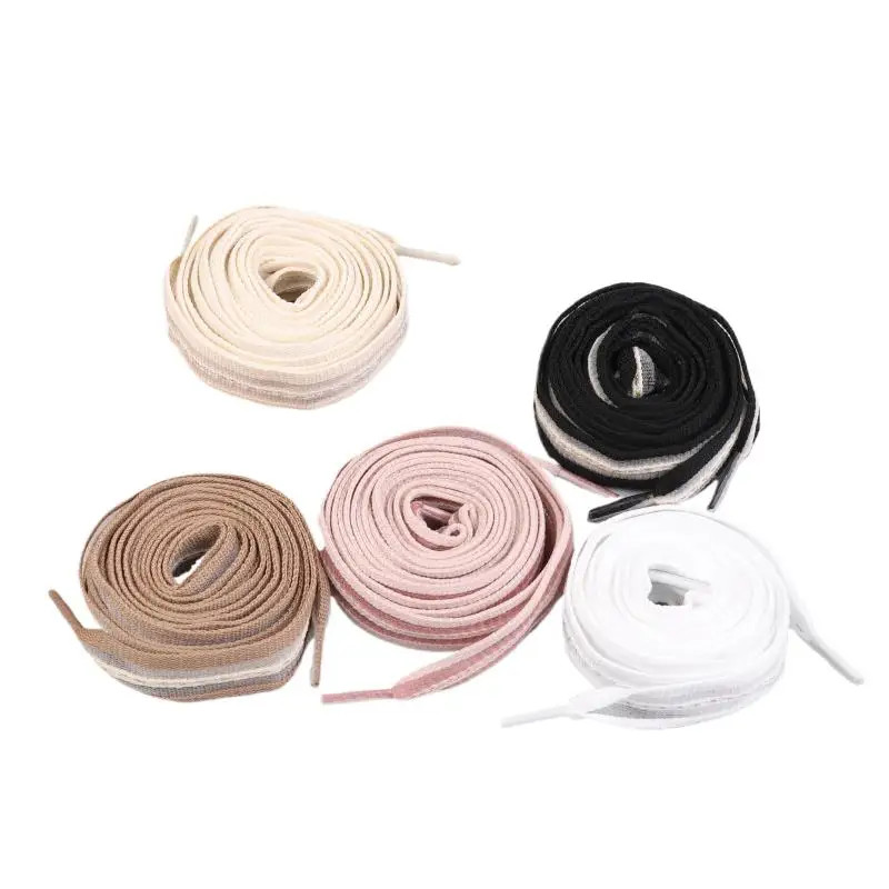 1pair 2cm Bow Wide Flat Shoelaces Fish Silk Transparent Striped Shoelaces Sneake