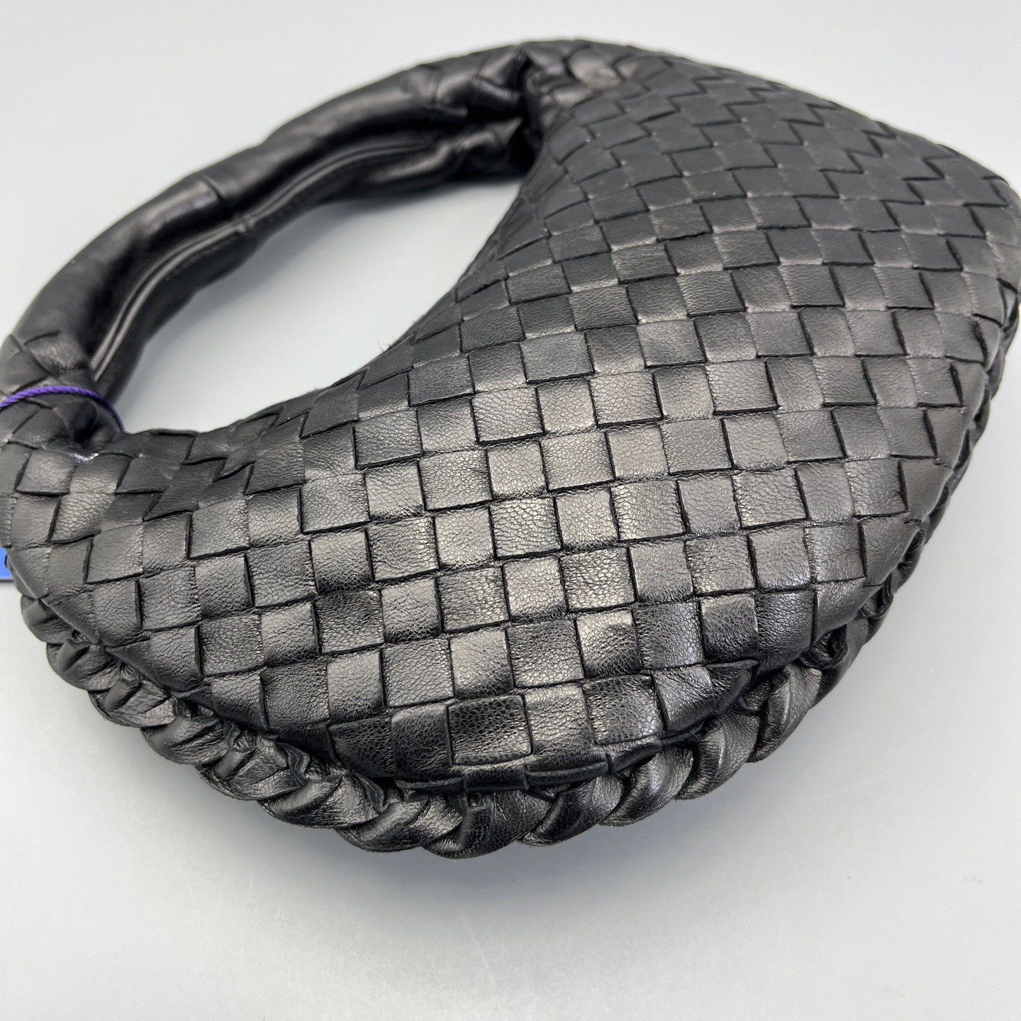 Authentic Bottega Veneta Hobo Mini Intrecciato Woven Leather Hobo Bag Black