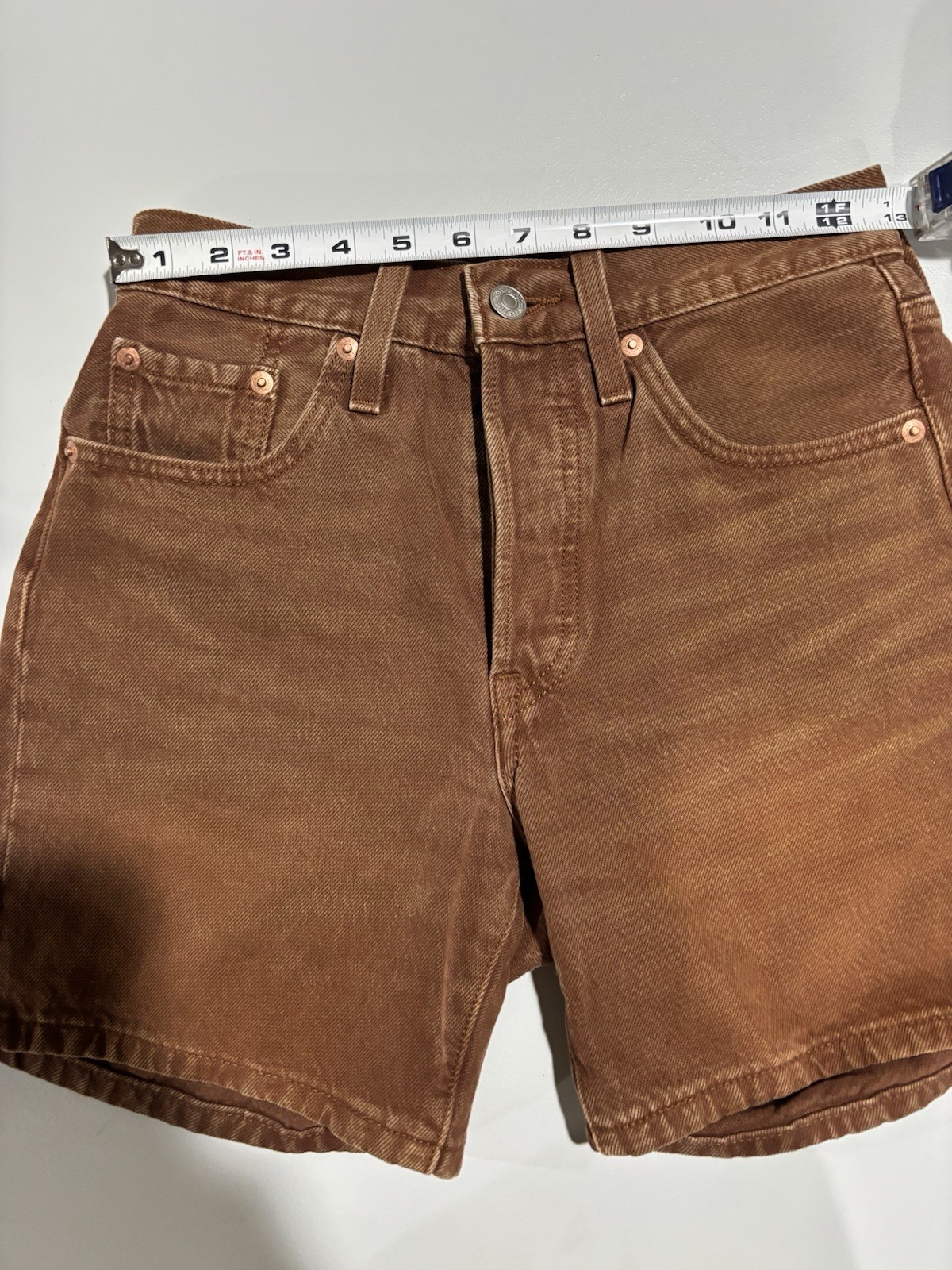 Levi’s Premium 501 Womens Brown Cotton Denim Shorts Button Fly 5-Pocket xs